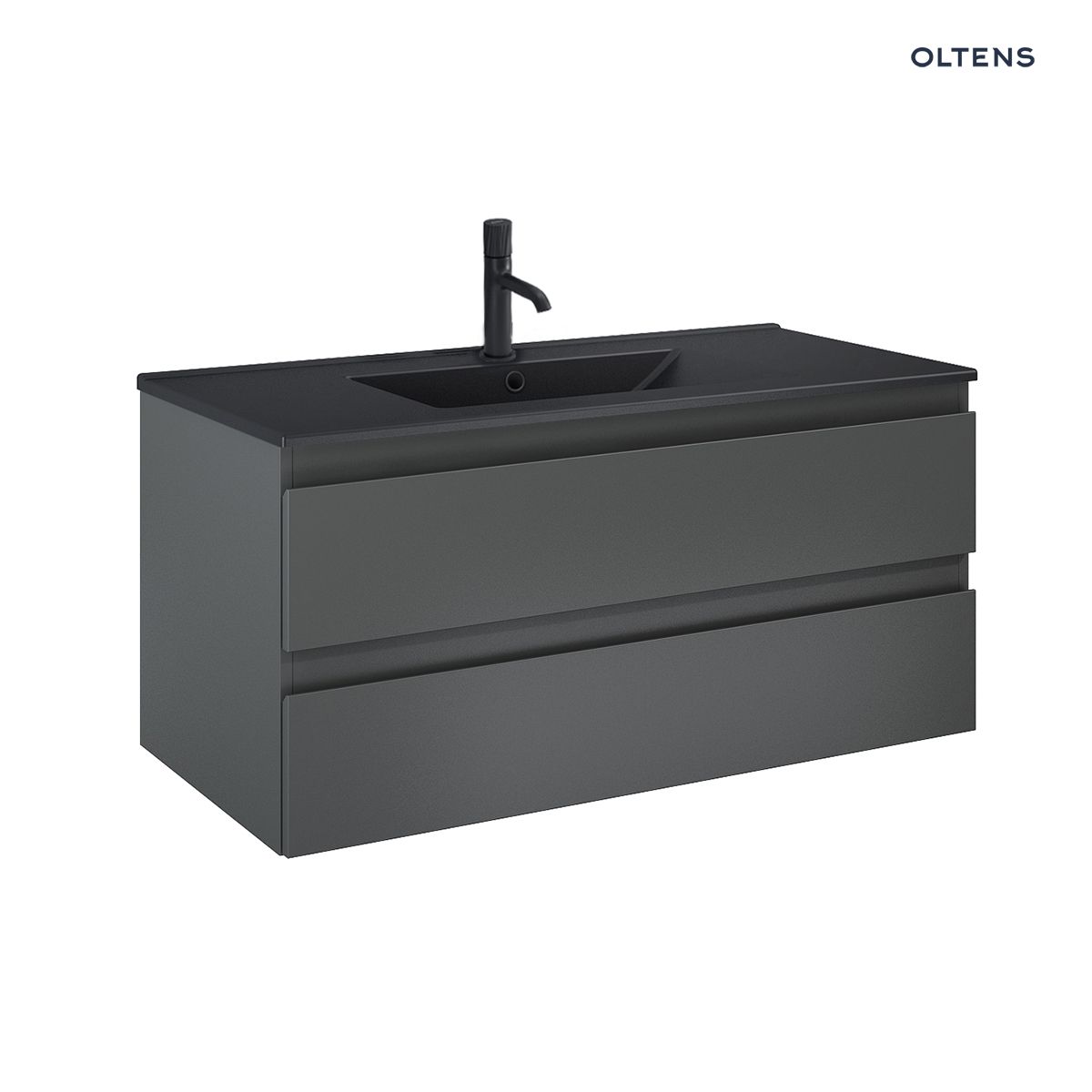 Oltens Vernal umywalka z szafką 100 cm czarny mat/grafit mat