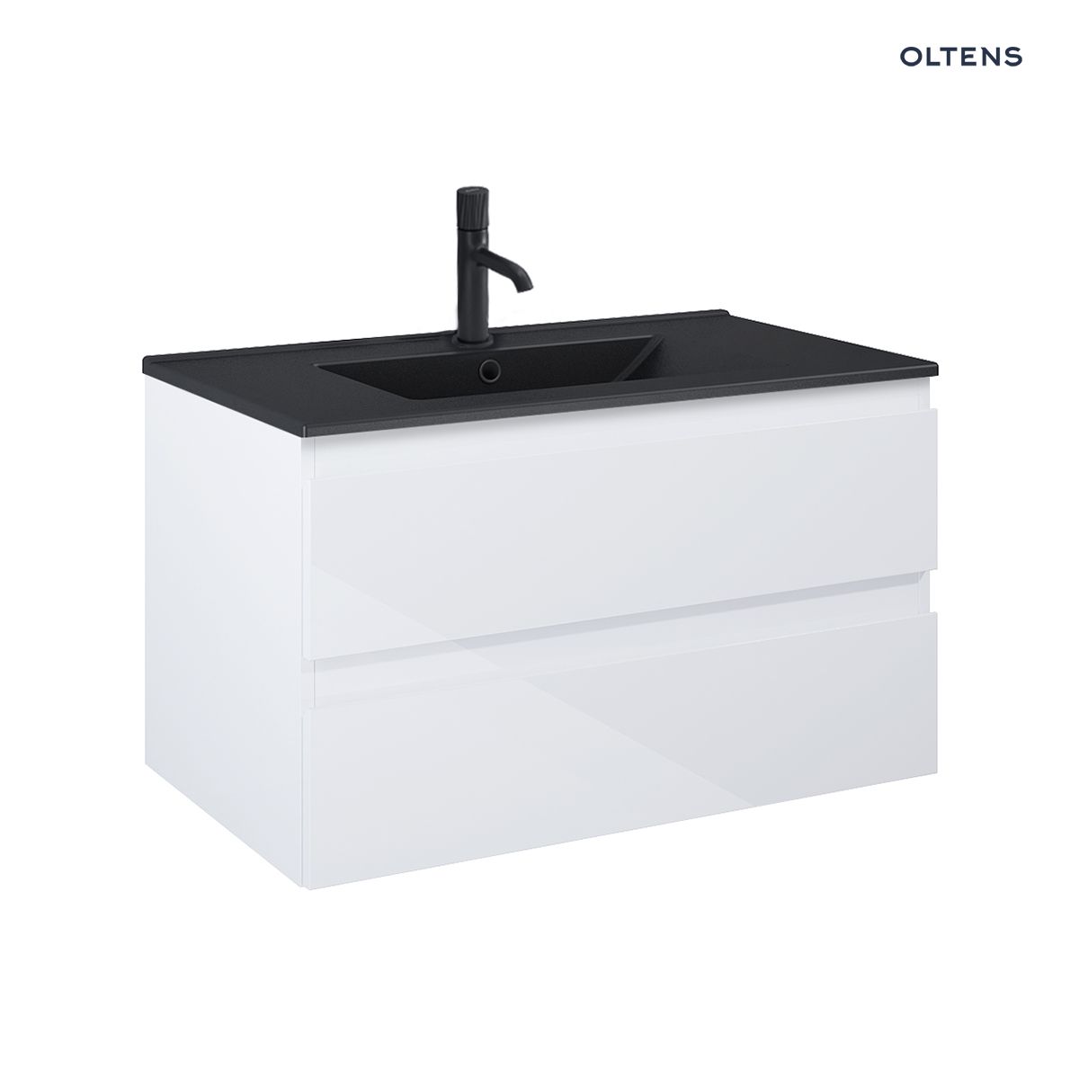 Oltens Vernal umywalka z szafką 80 cm czarny mat/biały połysk