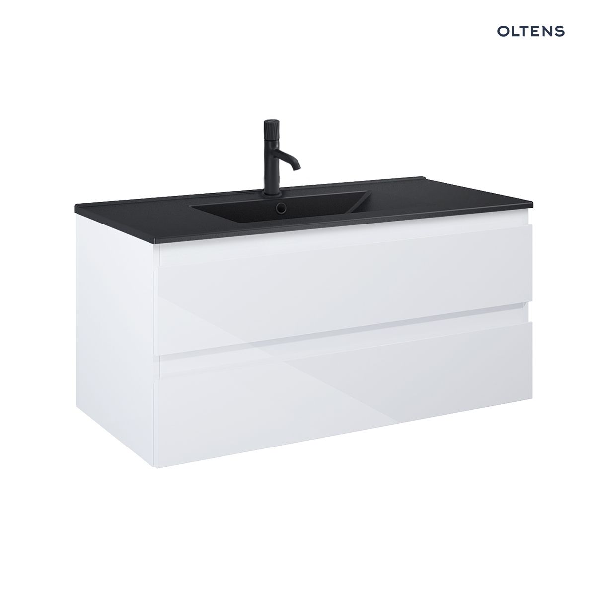 Oltens Vernal umywalka z szafką 100 cm czarny mat/biały połysk
