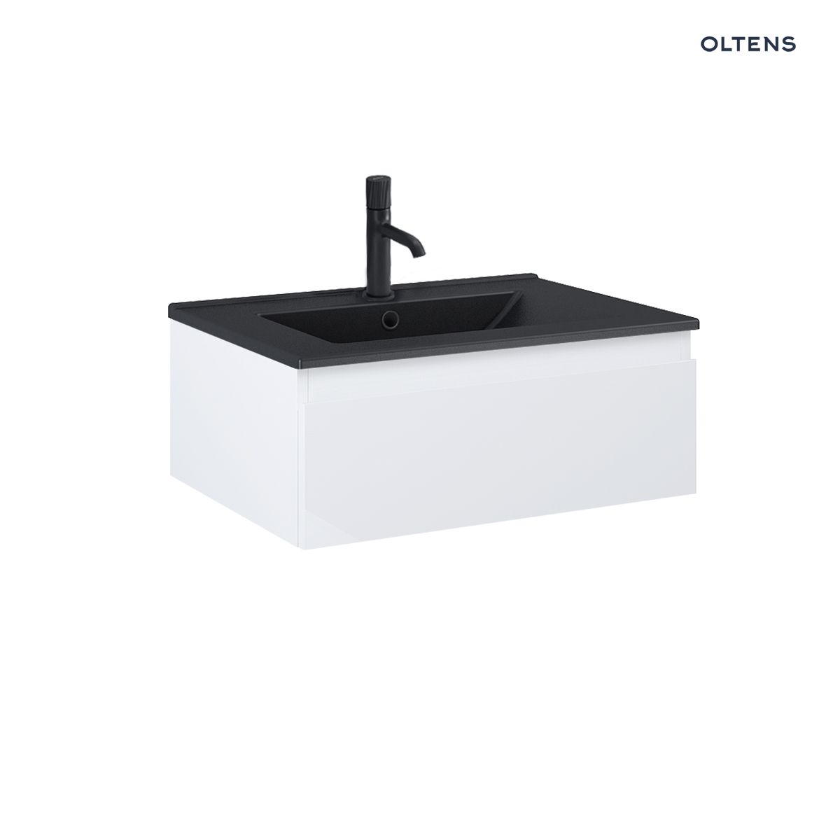 Oltens Vernal umywalka z szafką 60 cm czarny mat/biały połysk