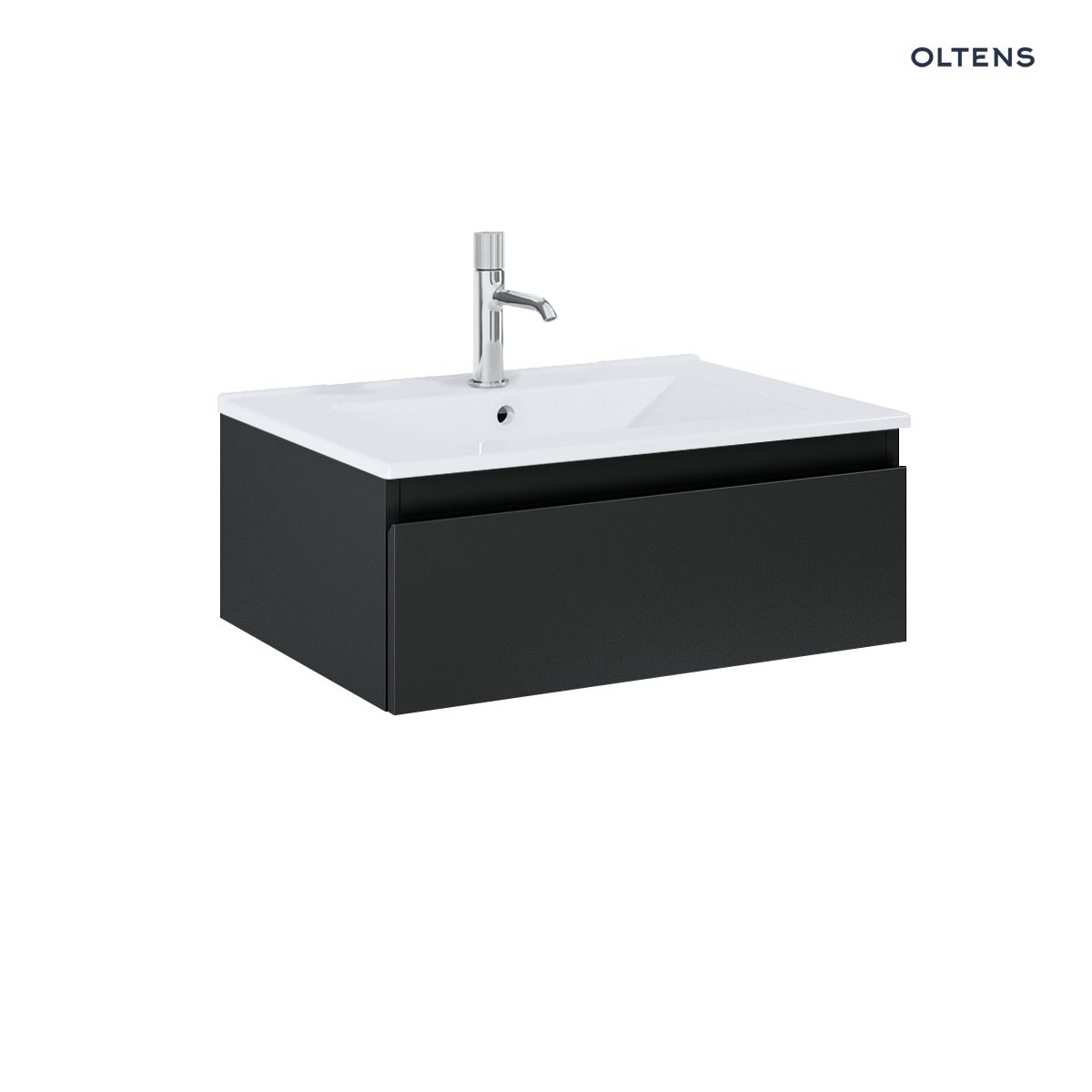 Oltens Vernal umywalka z szafką 60 cm biały/czarny mat