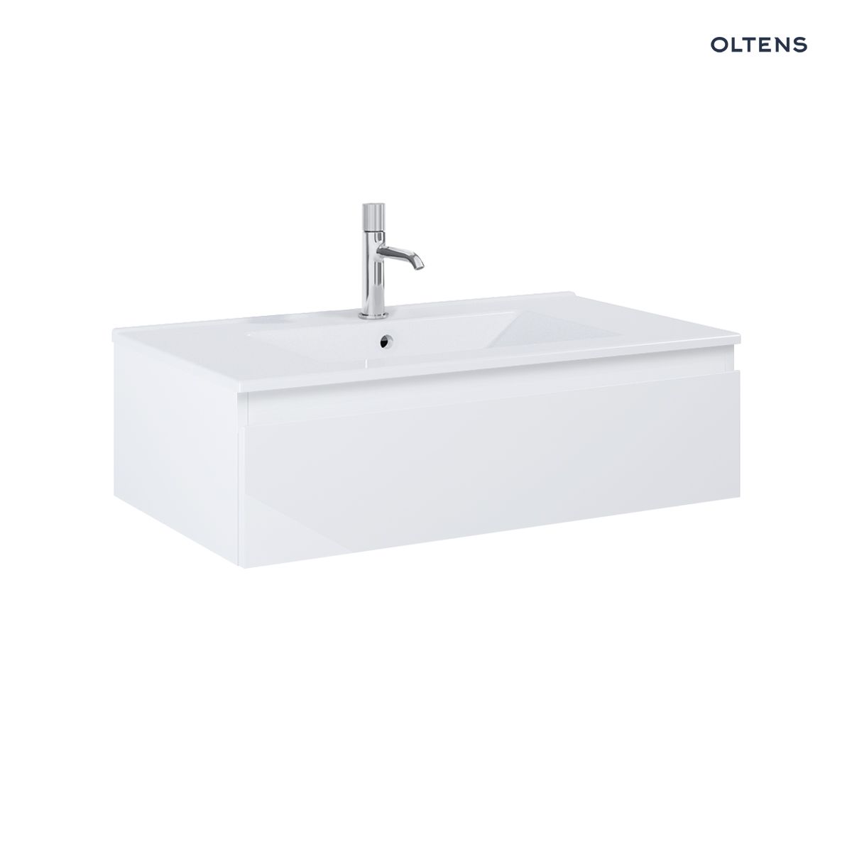Oltens Vernal umywalka z szafką 80 cm biały połysk