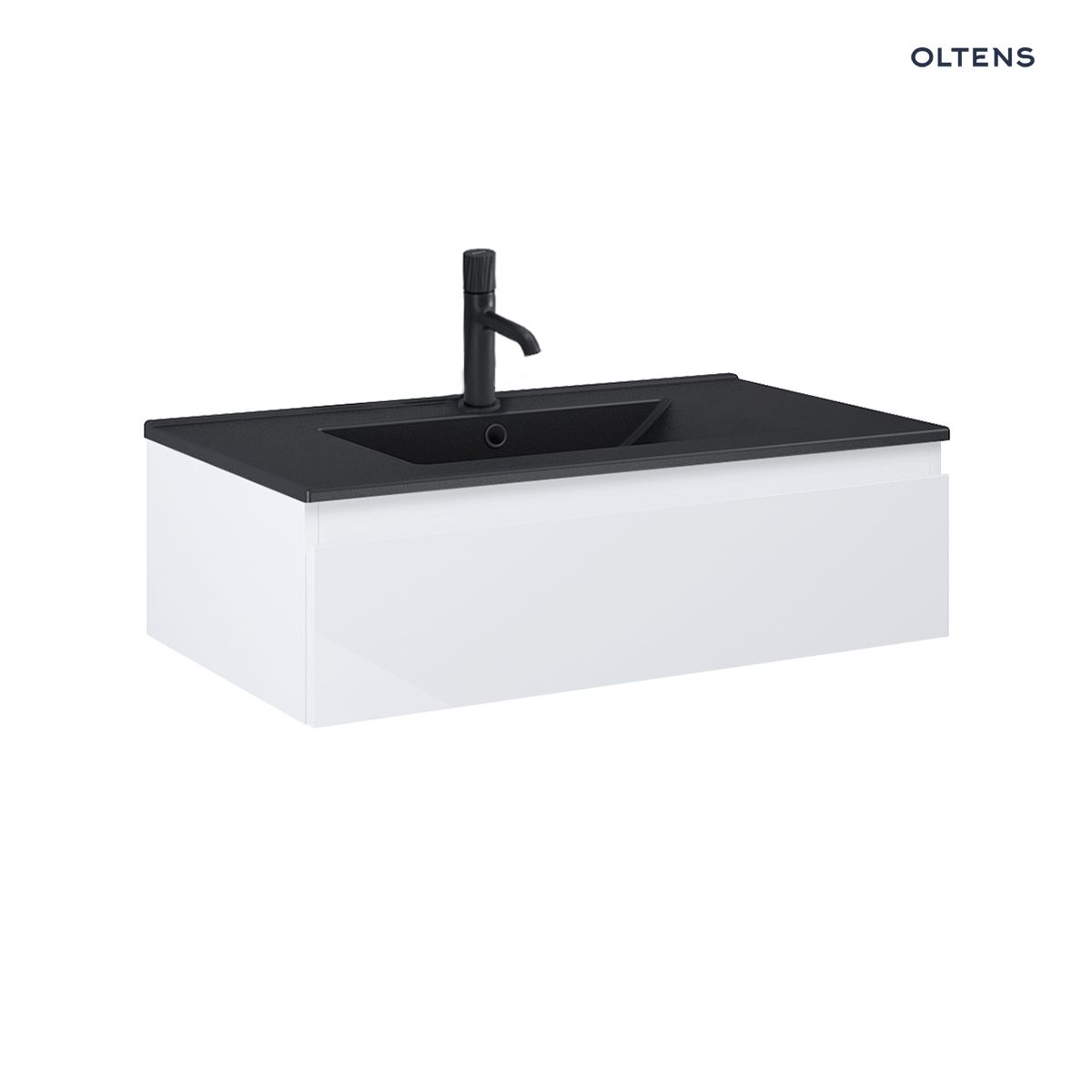 Oltens Vernal umywalka z szafką 80 cm czarny mat/biały połysk