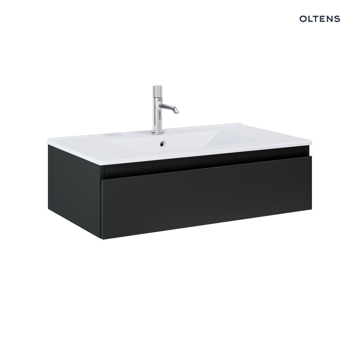 Oltens Vernal umywalka z szafką 80 cm biały/czarny mat