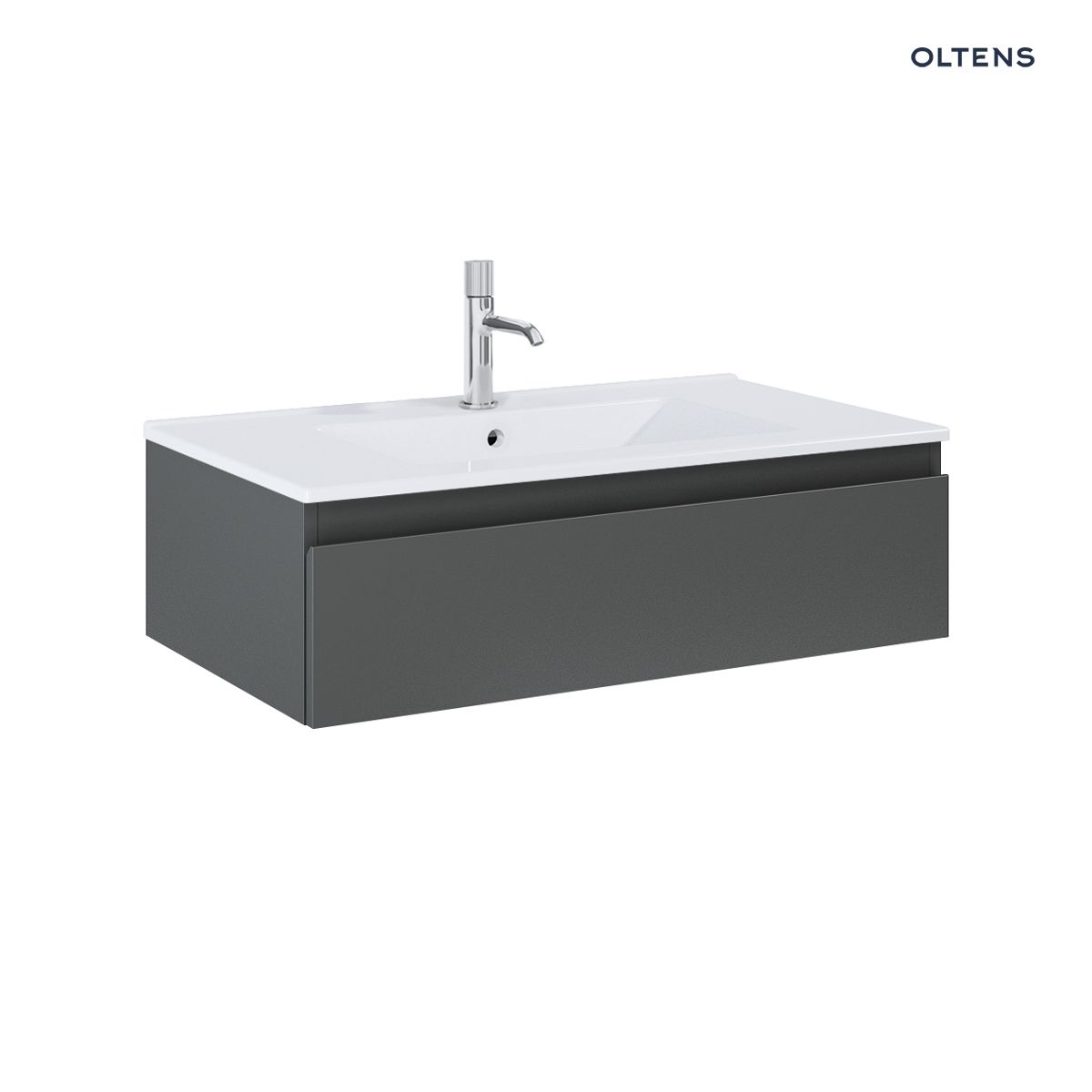 Oltens Vernal umywalka z szafką 80 cm biały/grafit mat