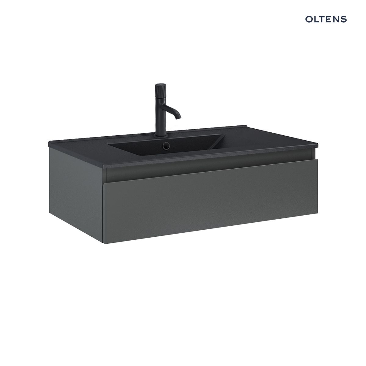 Oltens Vernal umywalka z szafką 80 cm czarny mat/grafit mat