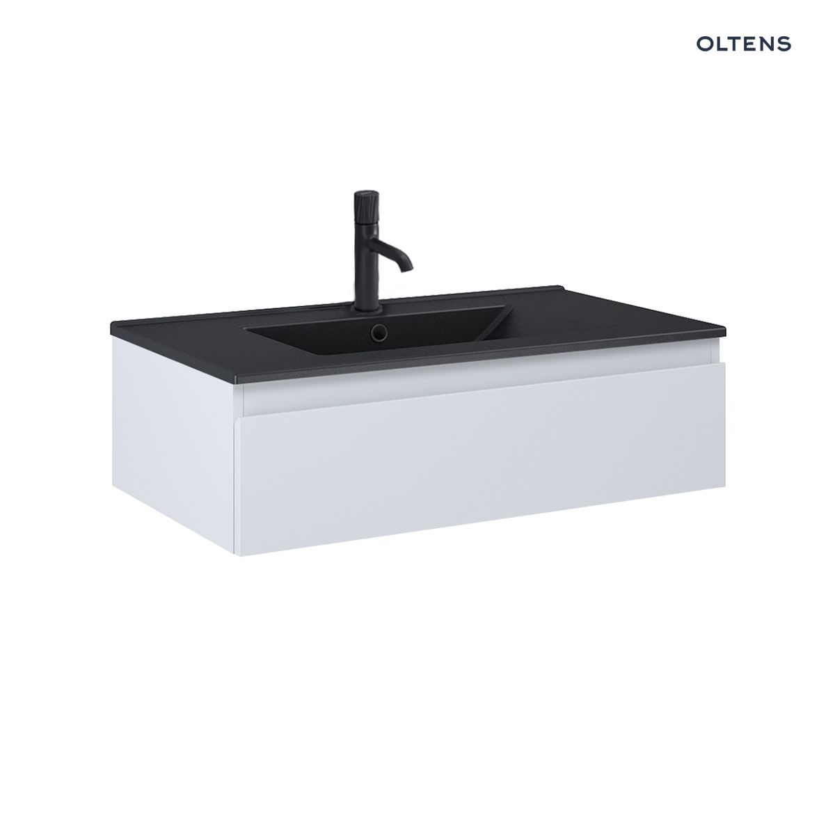 Oltens Vernal umywalka z szafką 80 cm czarny mat/szary mat