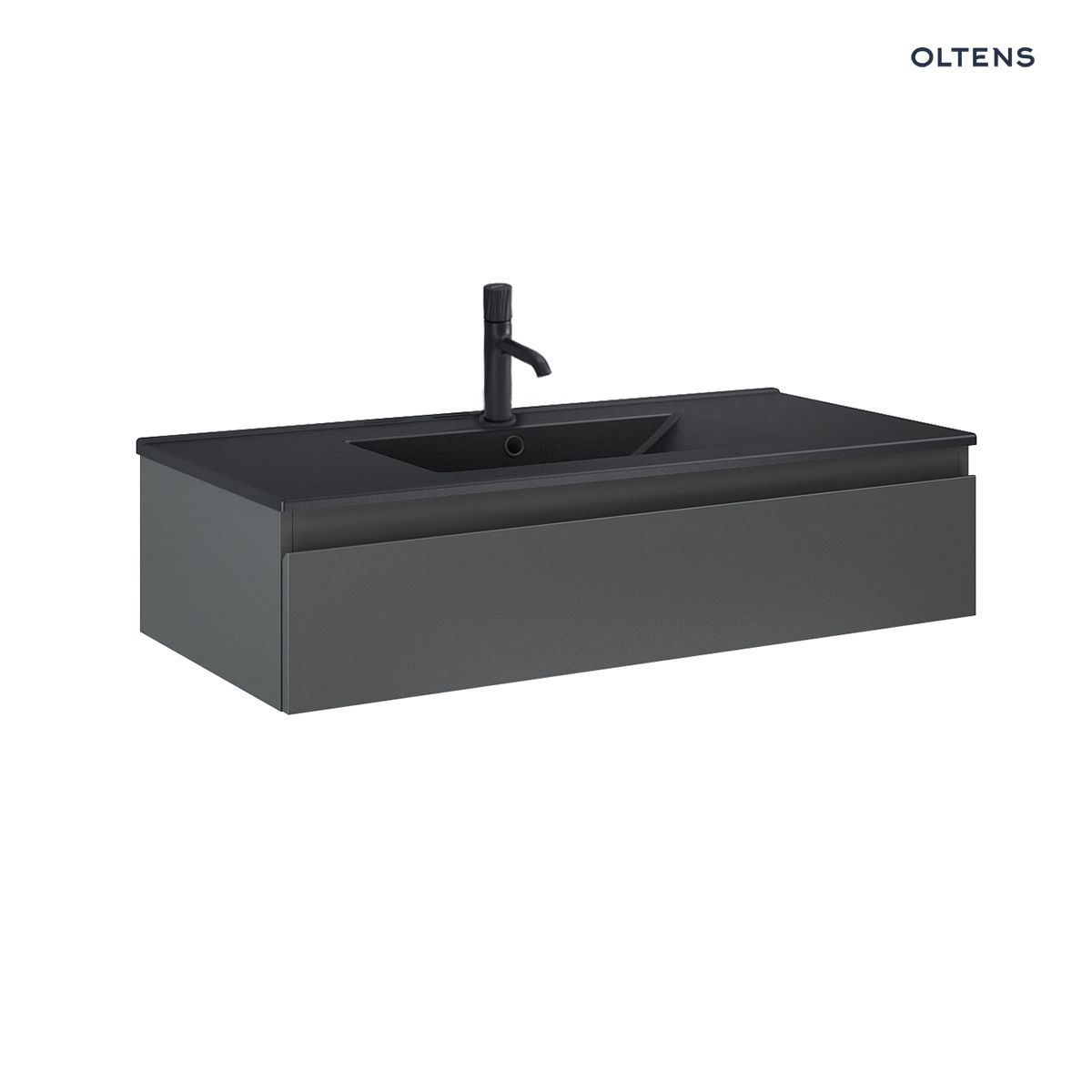 Oltens Vernal umywalka z szafką 100 cm czarny mat/grafit mat
