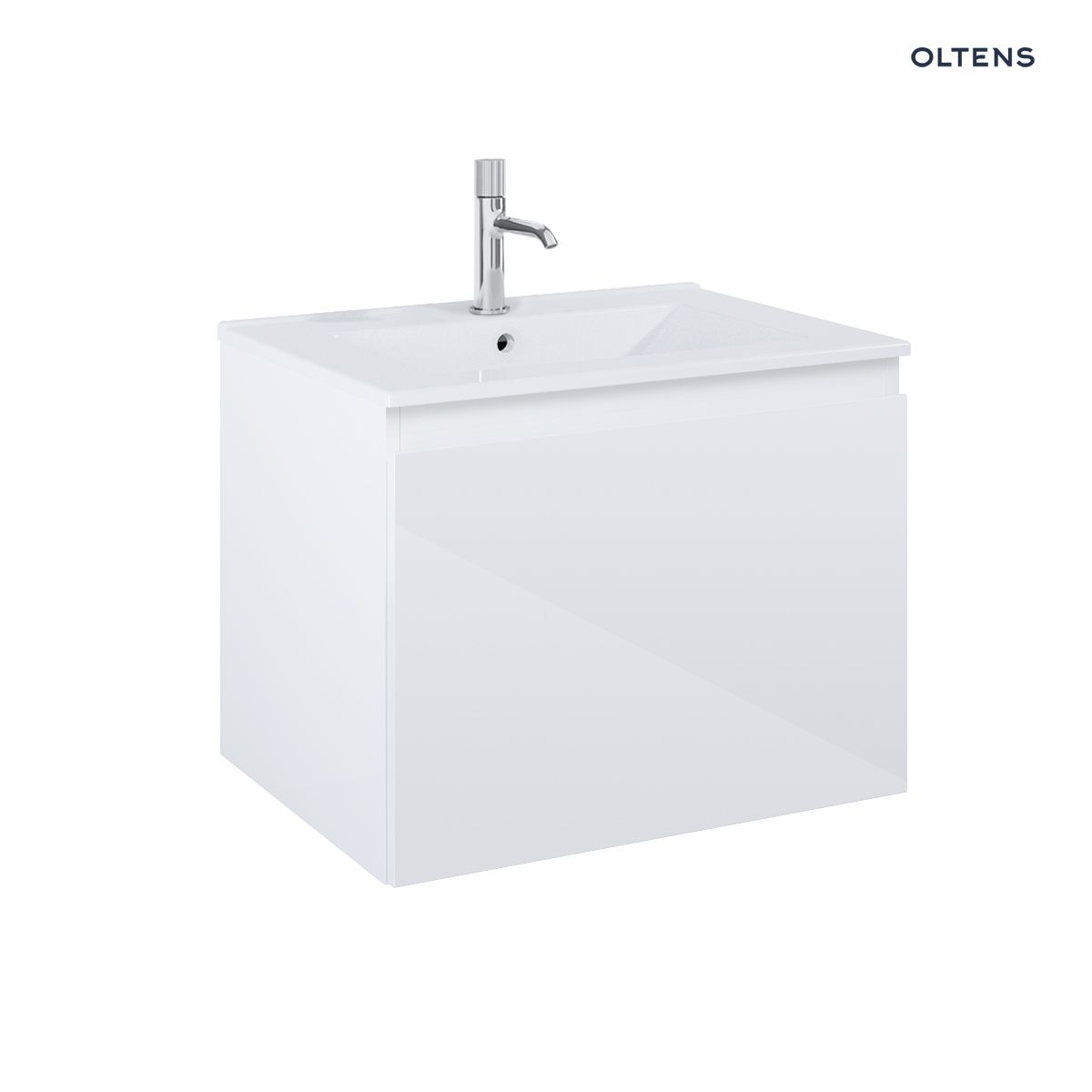Oltens Vernal umywalka z szafką 60 cm biały połysk