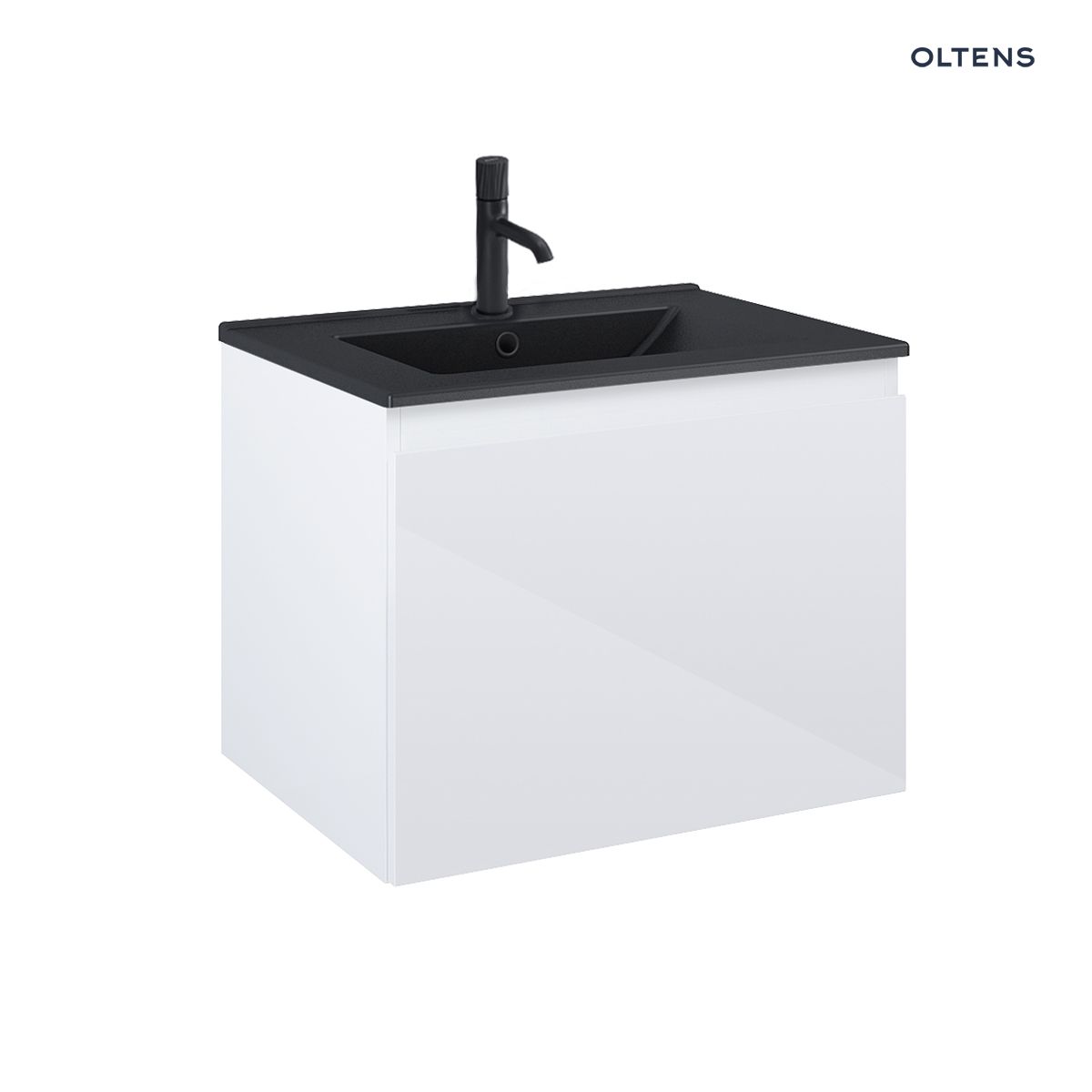 Oltens Vernal umywalka z szafką 60 cm czarny mat/biały połysk