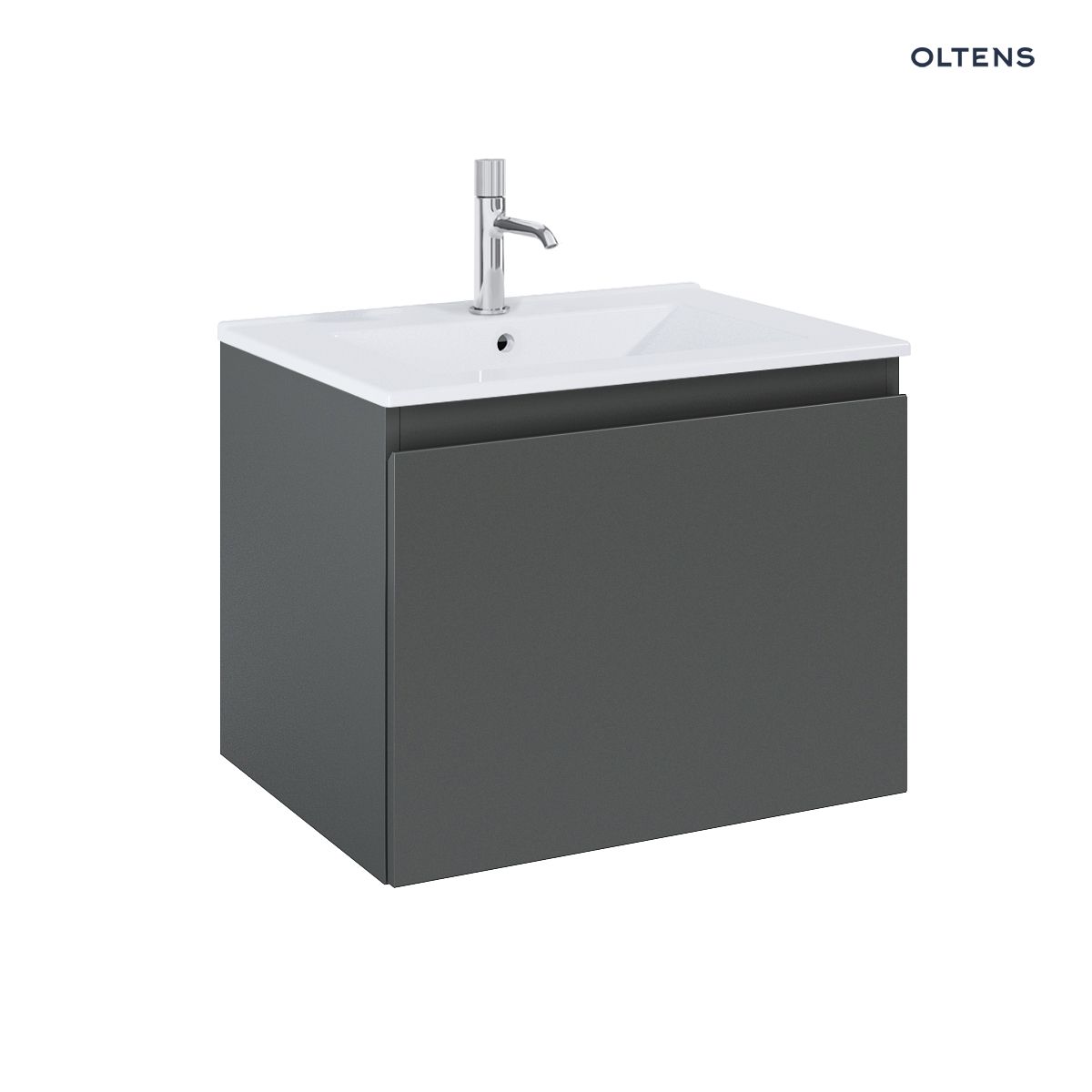 Oltens Vernal umywalka z szafką 60 cm biały/grafit mat