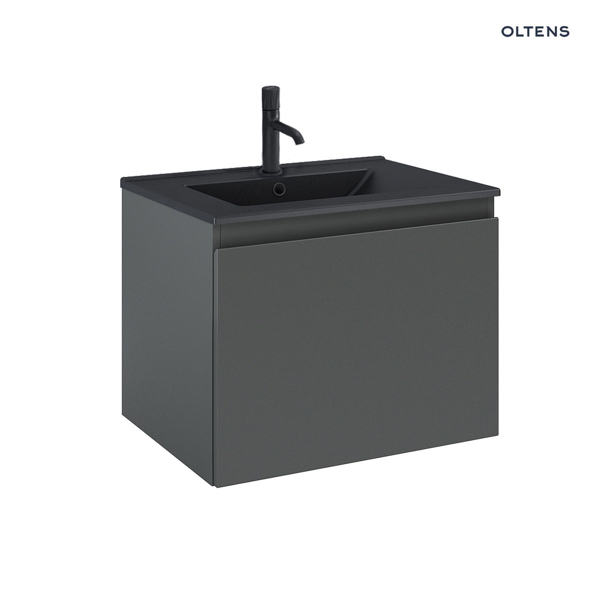 Oltens Vernal umywalka z szafką 60 cm czarny mat/grafit mat