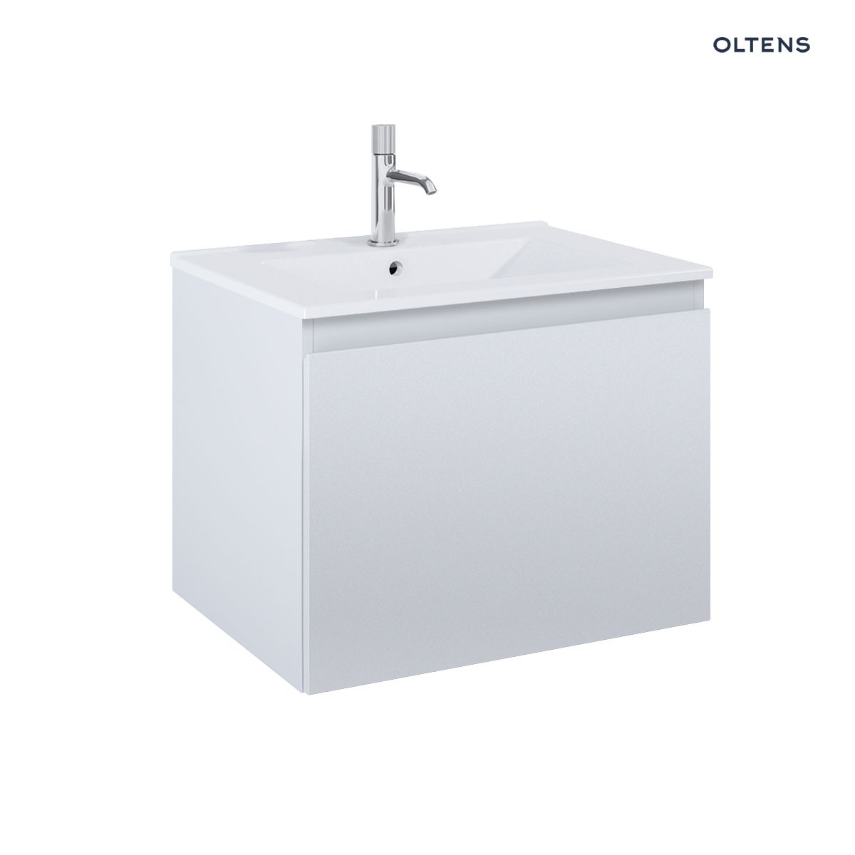 Oltens Vernal umywalka z szafką 60 cm biały połysk/szary mat
