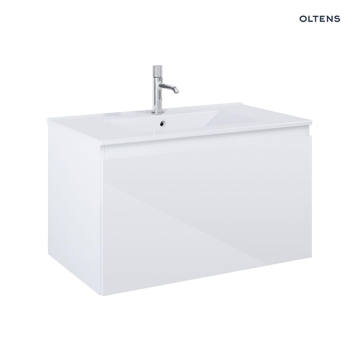 Oltens Vernal umywalka z szafką 80 cm biały połysk