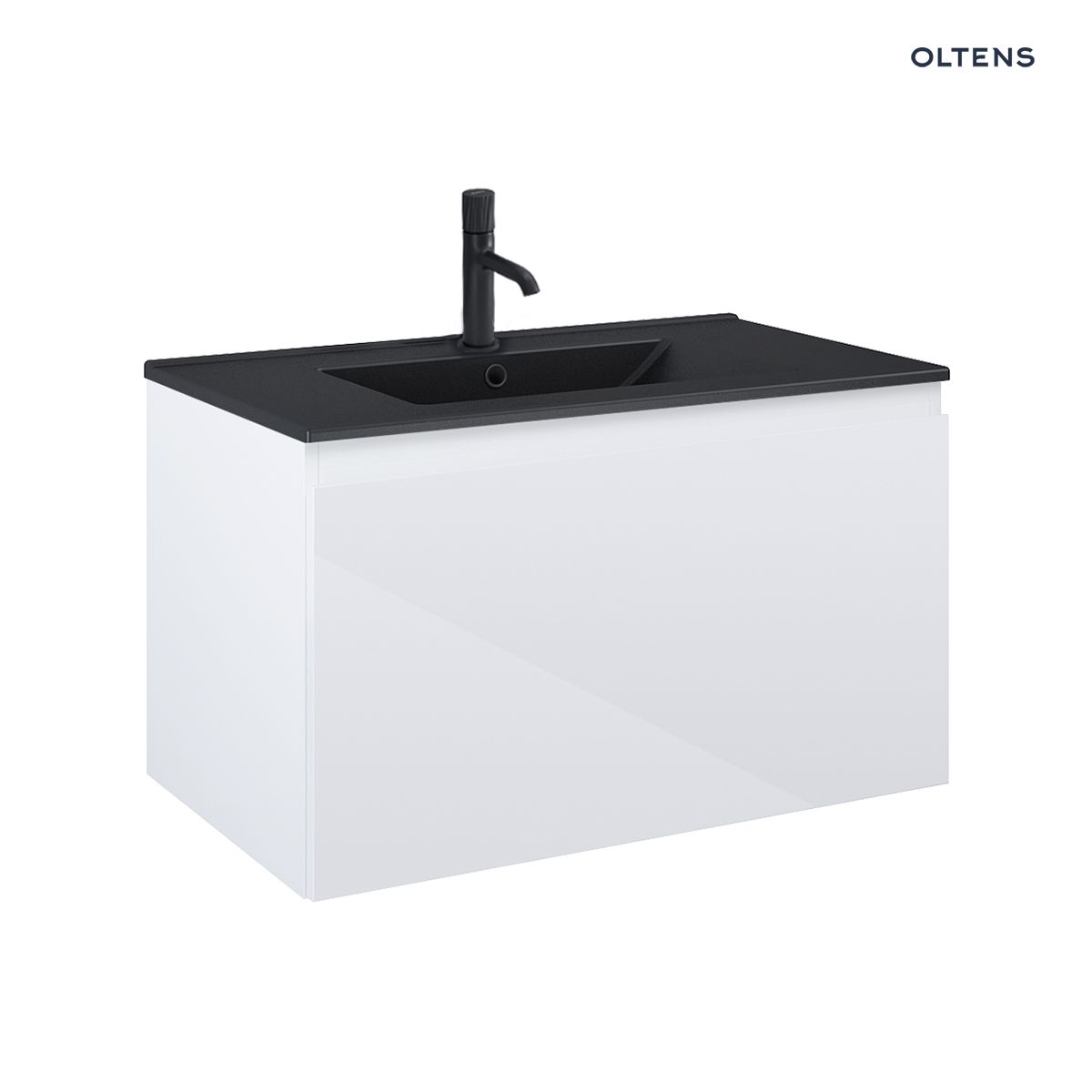Oltens Vernal umywalka z szafką 80 cm czarny mat/biały połysk