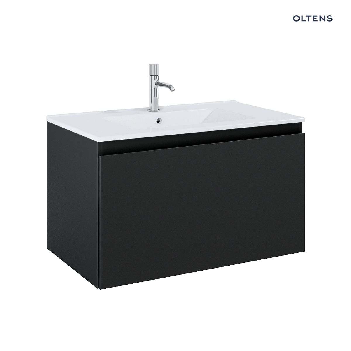 Oltens Vernal umywalka z szafką 80 cm biały/czarny mat
