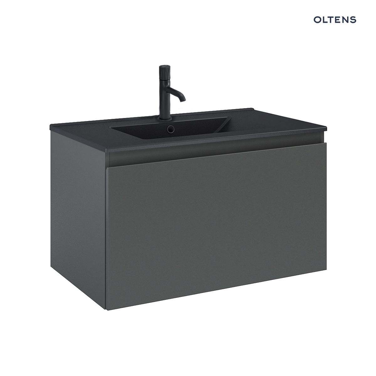 Oltens Vernal umywalka z szafką 80 cm czarny mat/grafit mat