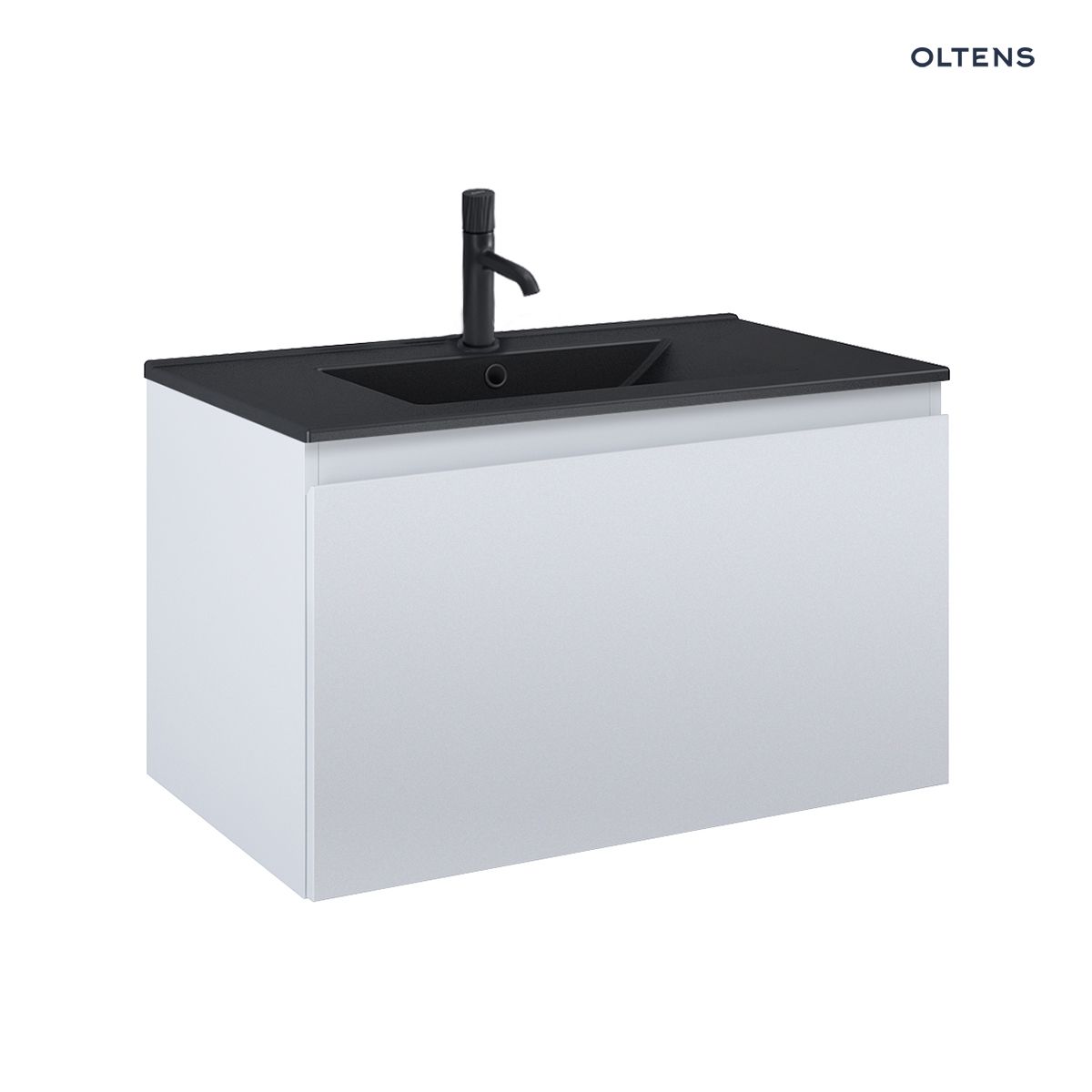 Oltens Vernal umywalka z szafką 80 cm czarny mat/szary mat