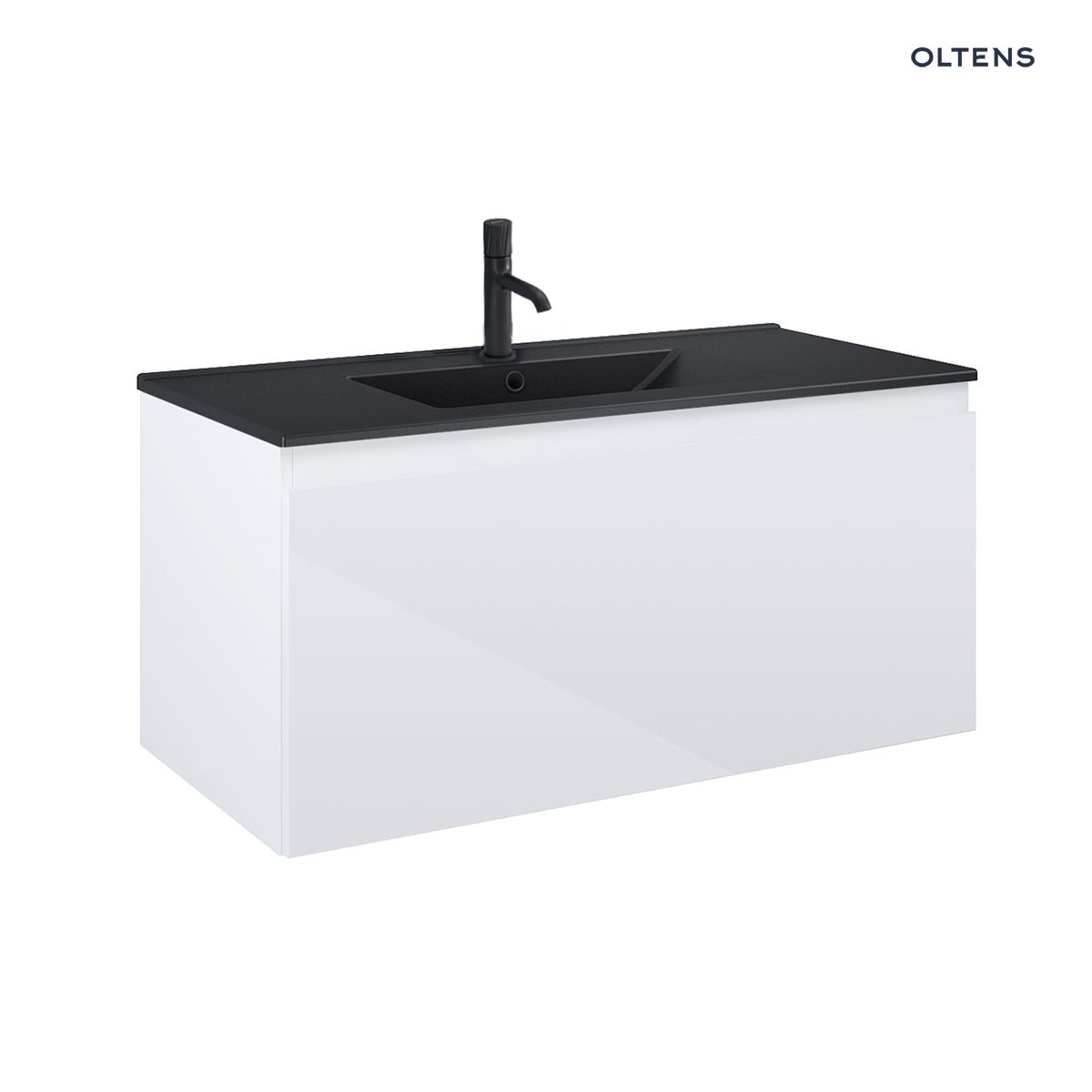 Oltens Vernal umywalka z szafką 100 cm czarny mat/biały połysk