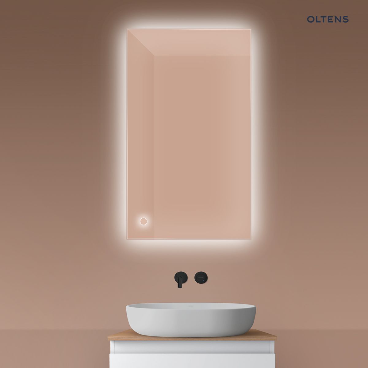 Oltens Nordlis lustro 60x100 cm prostokątne z oświetleniem od tyłu z matą grzewczą