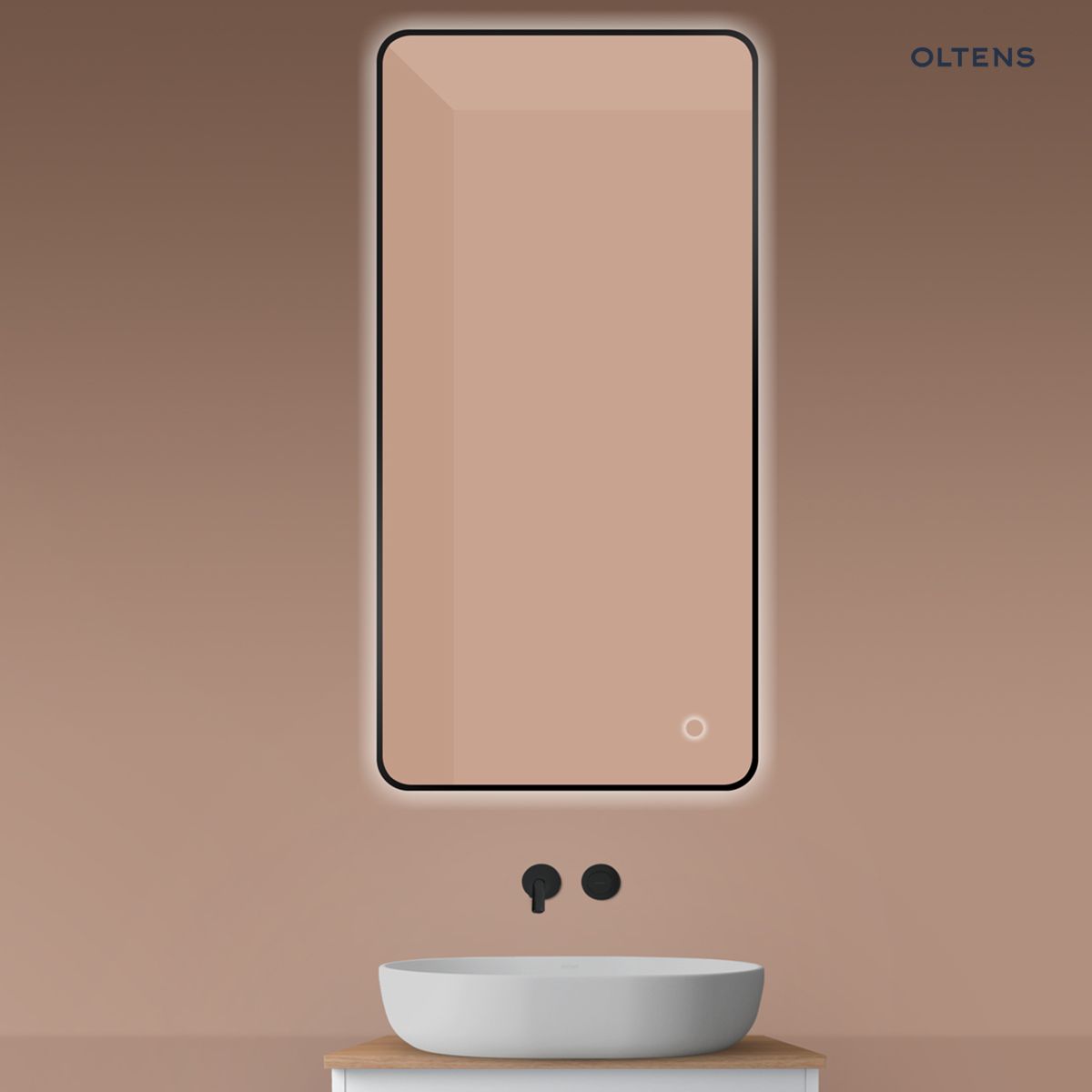 Oltens Nordlis lustro 60x120 cm prostokątne z oświetleniem od tyłu z matą grzewczą czarny