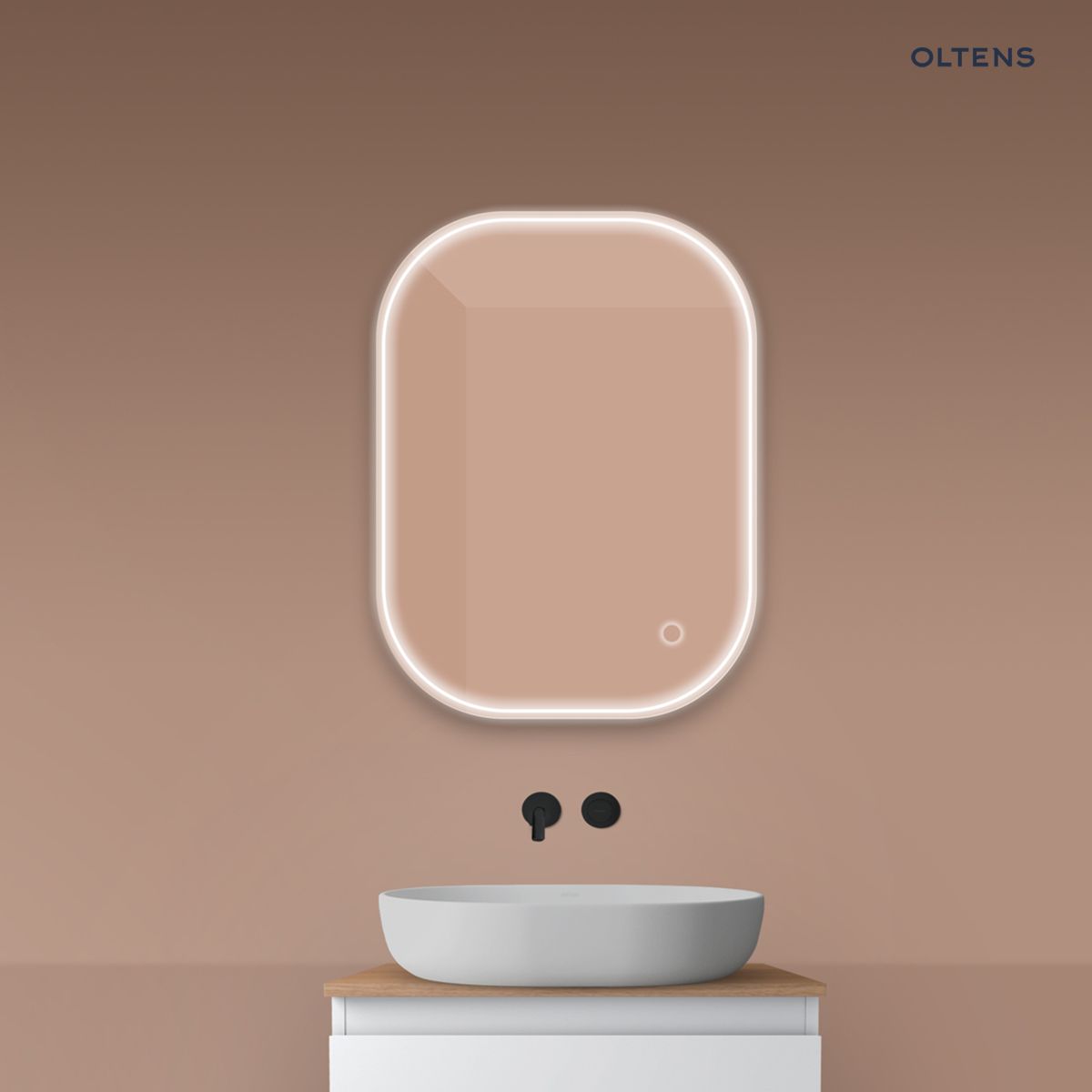 Oltens Nordlis lustro 60x80 cm prostokątne z oświetleniem z przodu z matą grzewczą