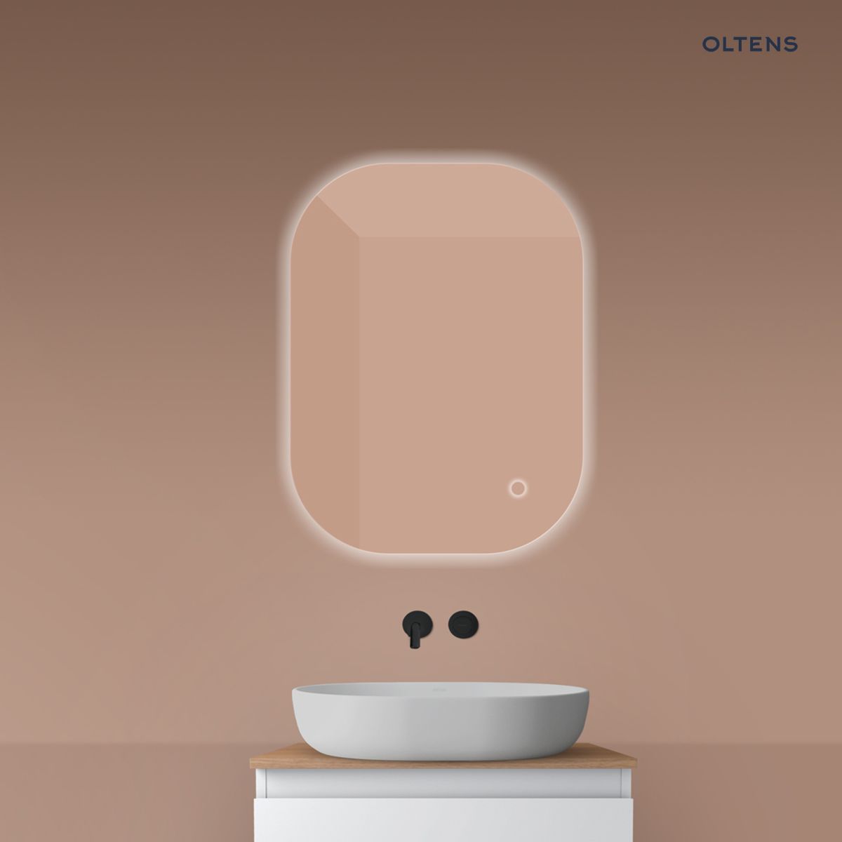 Oltens Nordlis lustro 60x80 cm prostokątne z oświetleniem od tyłu z matą grzewczą