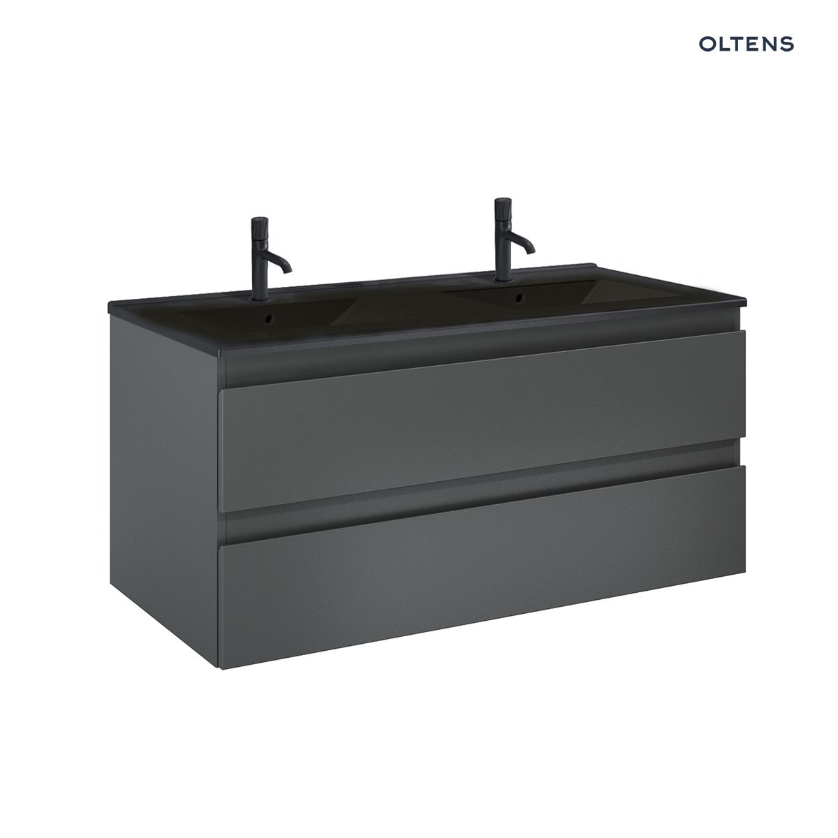Oltens Vernal szafka 120 cm podumywalkowa wisząca z umywalką grafit mat/czarny mat