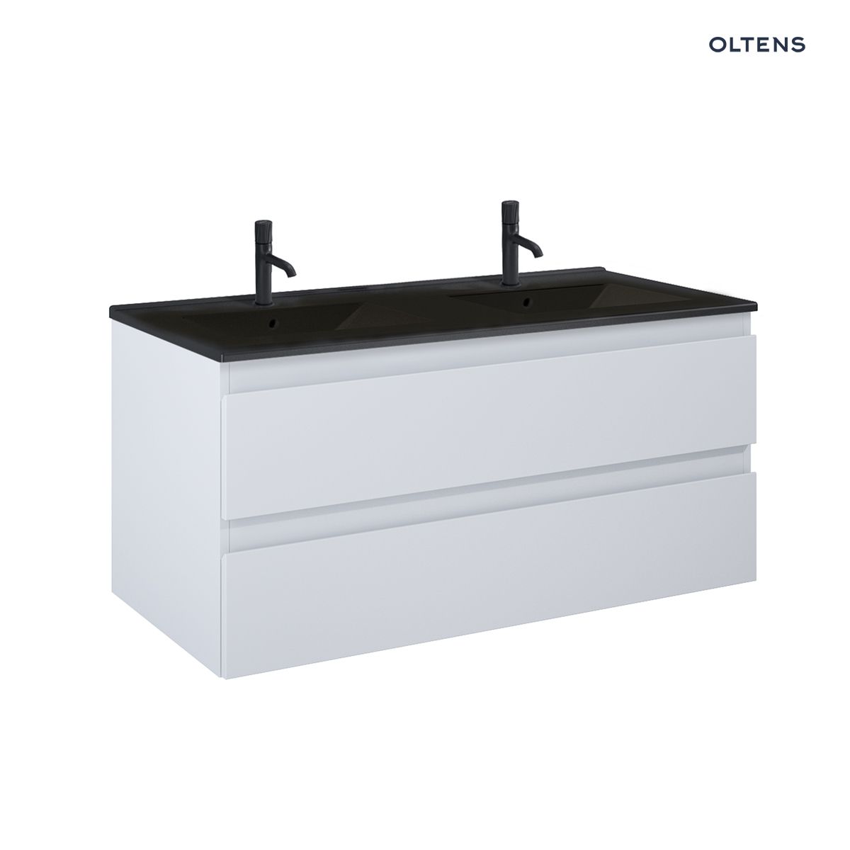 Oltens Vernal szafka 120 cm podumywalkowa wisząca z umywalką szary mat/czarny mat