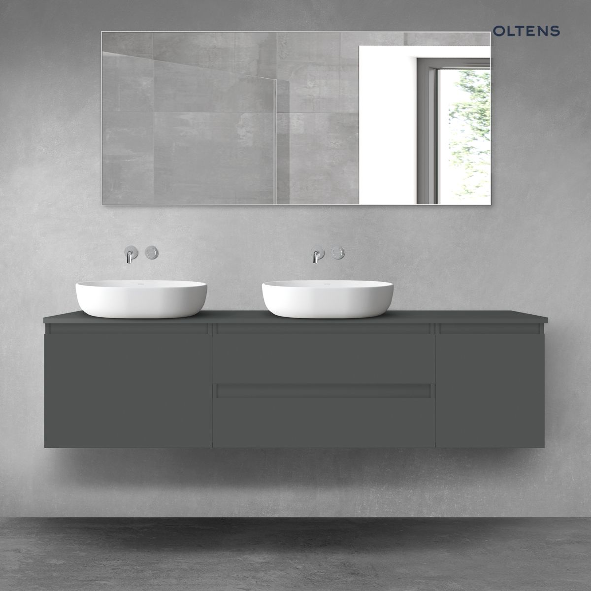 Oltens Vernal zestaw mebli łazienkowych 180 cm z blatem grafit mat