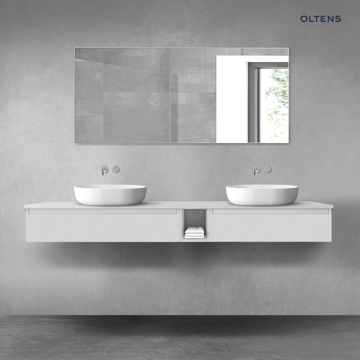 Oltens Vernal zestaw mebli łazienkowych 200 cm z blatem szary mat