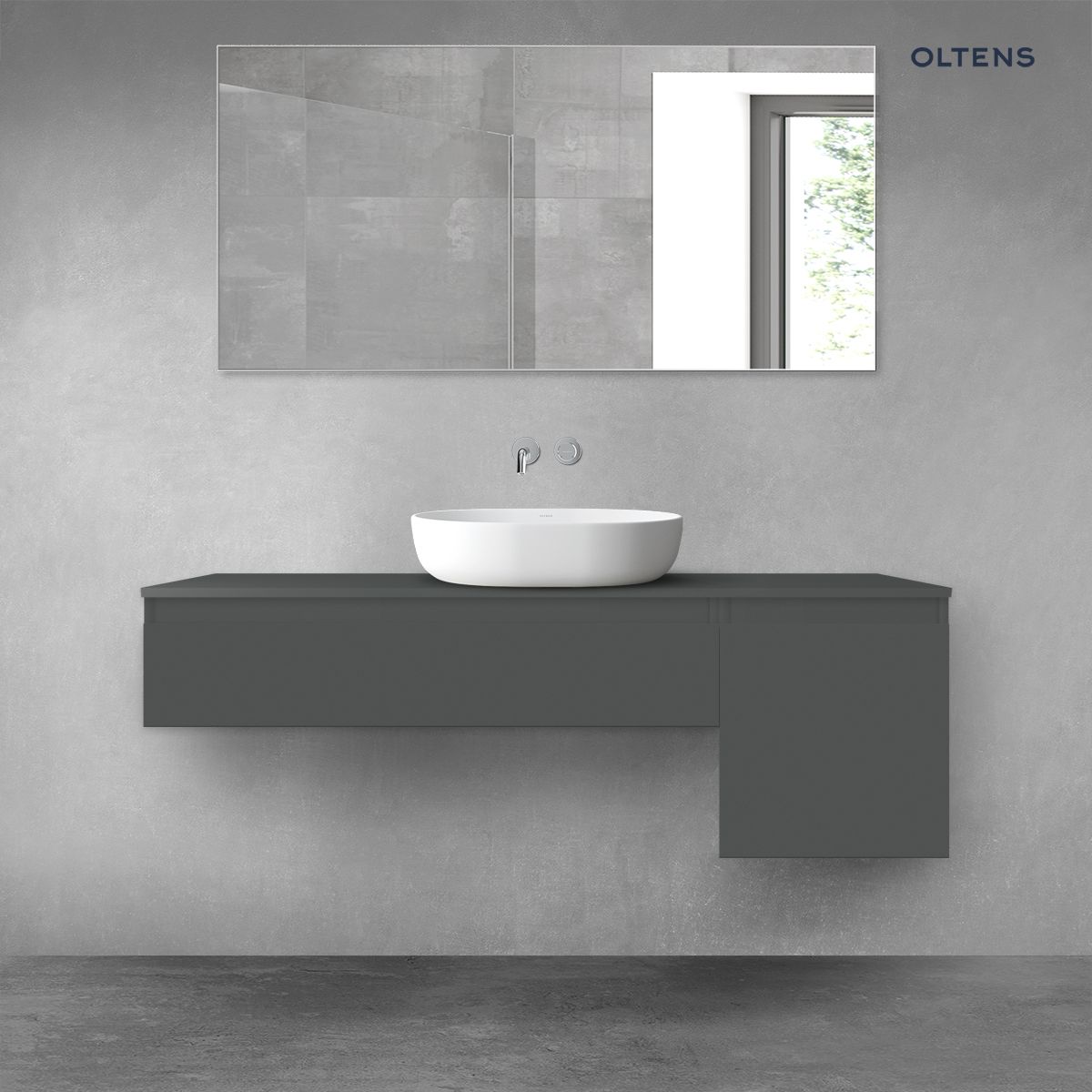 Oltens Vernal zestaw mebli łazienkowych 140 cm z blatem grafit mat
