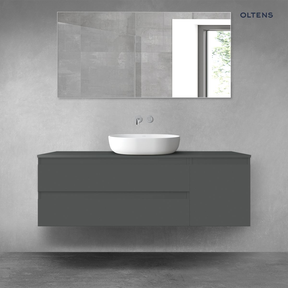 Oltens Vernal zestaw mebli łazienkowych 140 cm z blatem grafit mat
