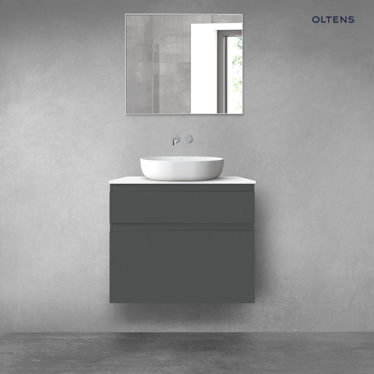 Oltens Vernal zestaw mebli łazienkowych 80 cm z blatem grafit mat/biały połysk