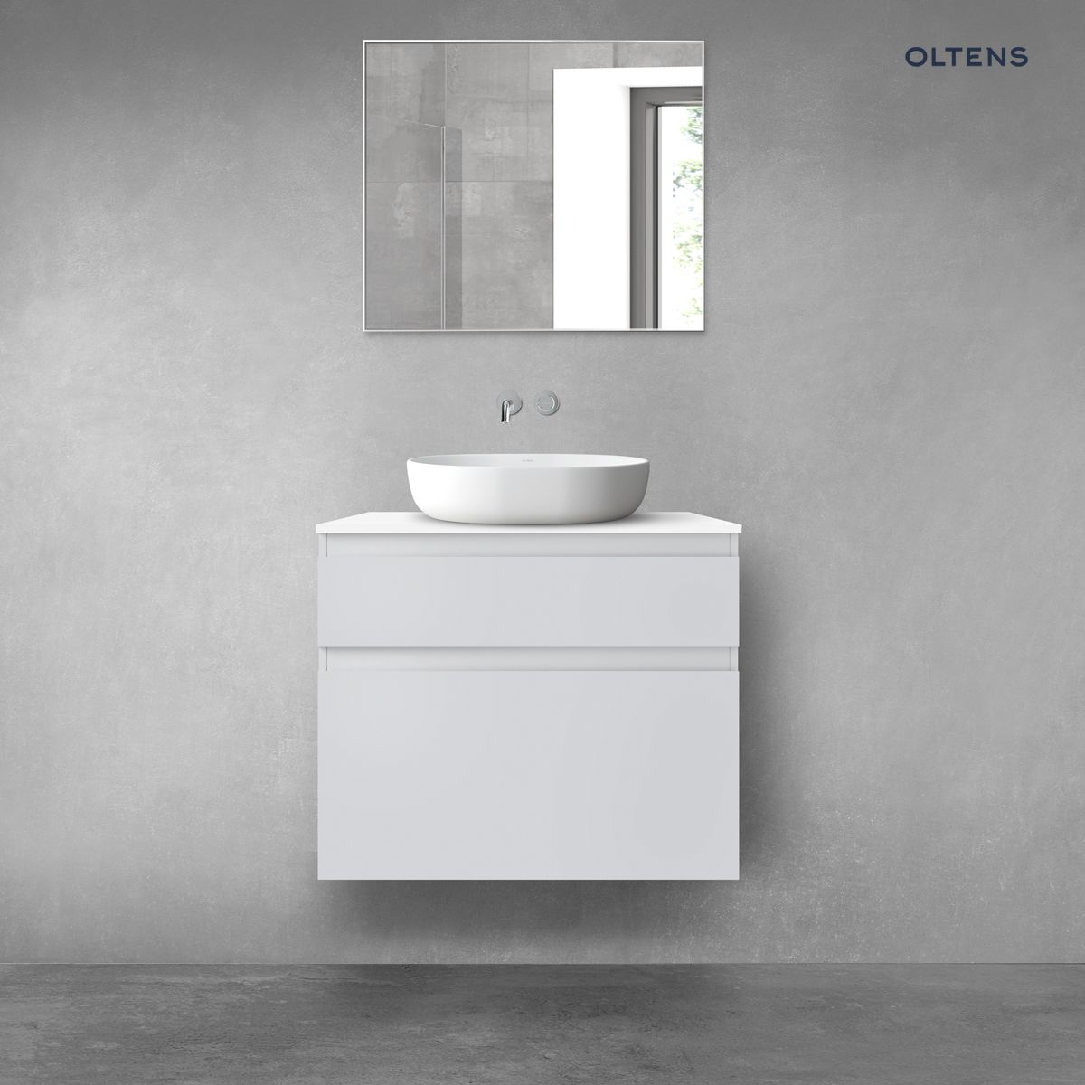 Oltens Vernal zestaw mebli łazienkowych 80 cm z blatem szary mat/biały połysk
