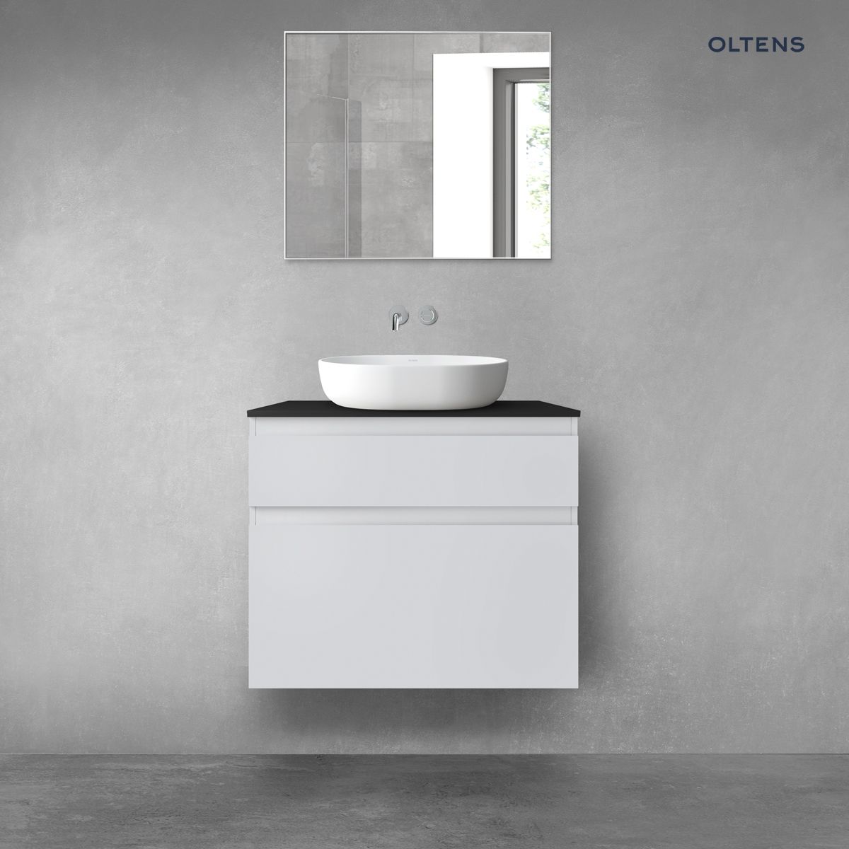 Oltens Vernal zestaw mebli łazienkowych 80 cm z blatem szary mat/czarny mat