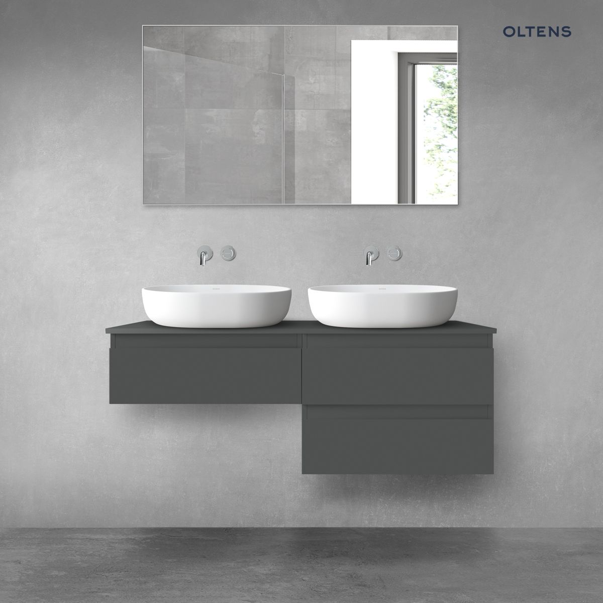 Oltens Vernal zestaw mebli łazienkowych 120 cm z blatem grafit mat