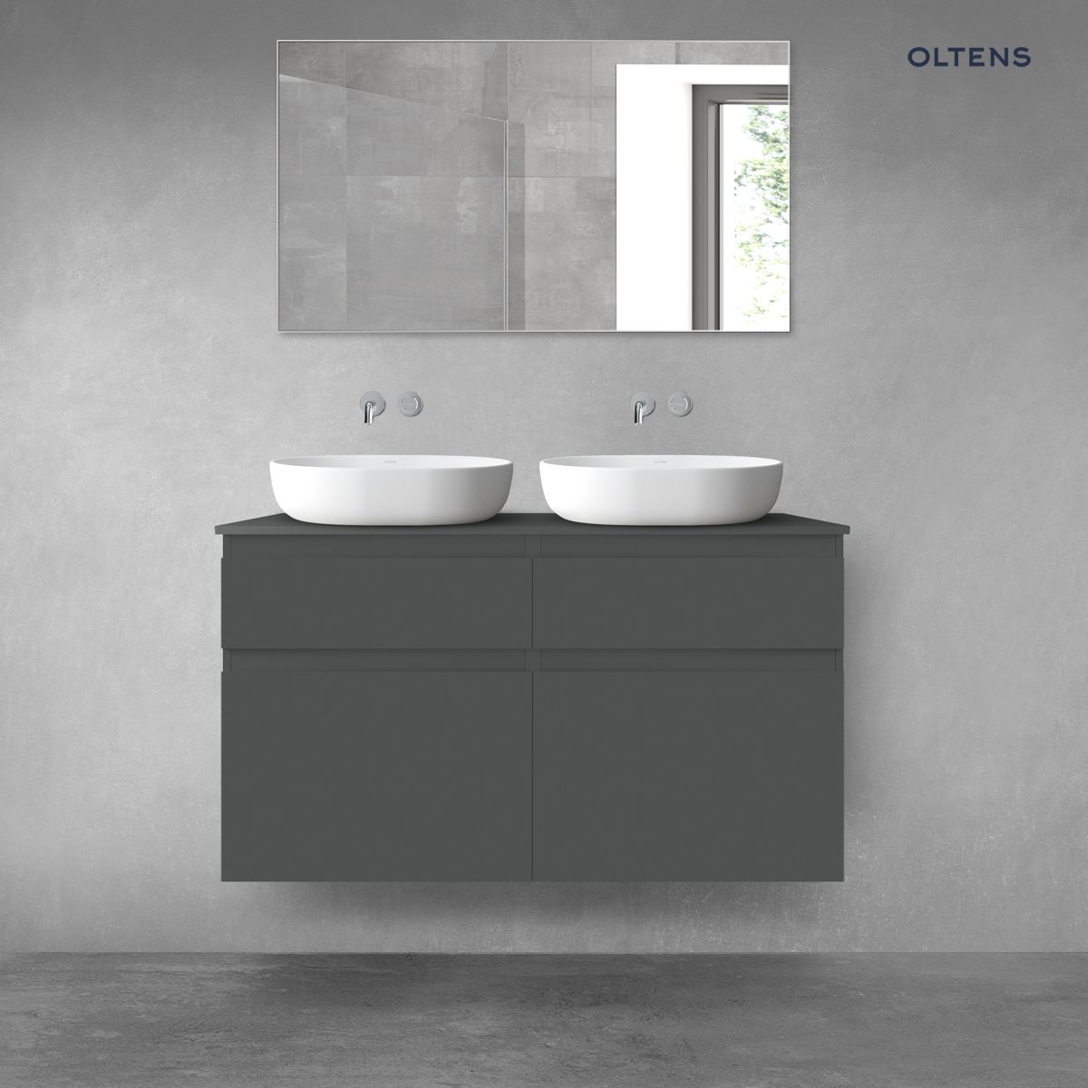 Oltens Vernal zestaw mebli łazienkowych 120 cm z blatem grafit mat