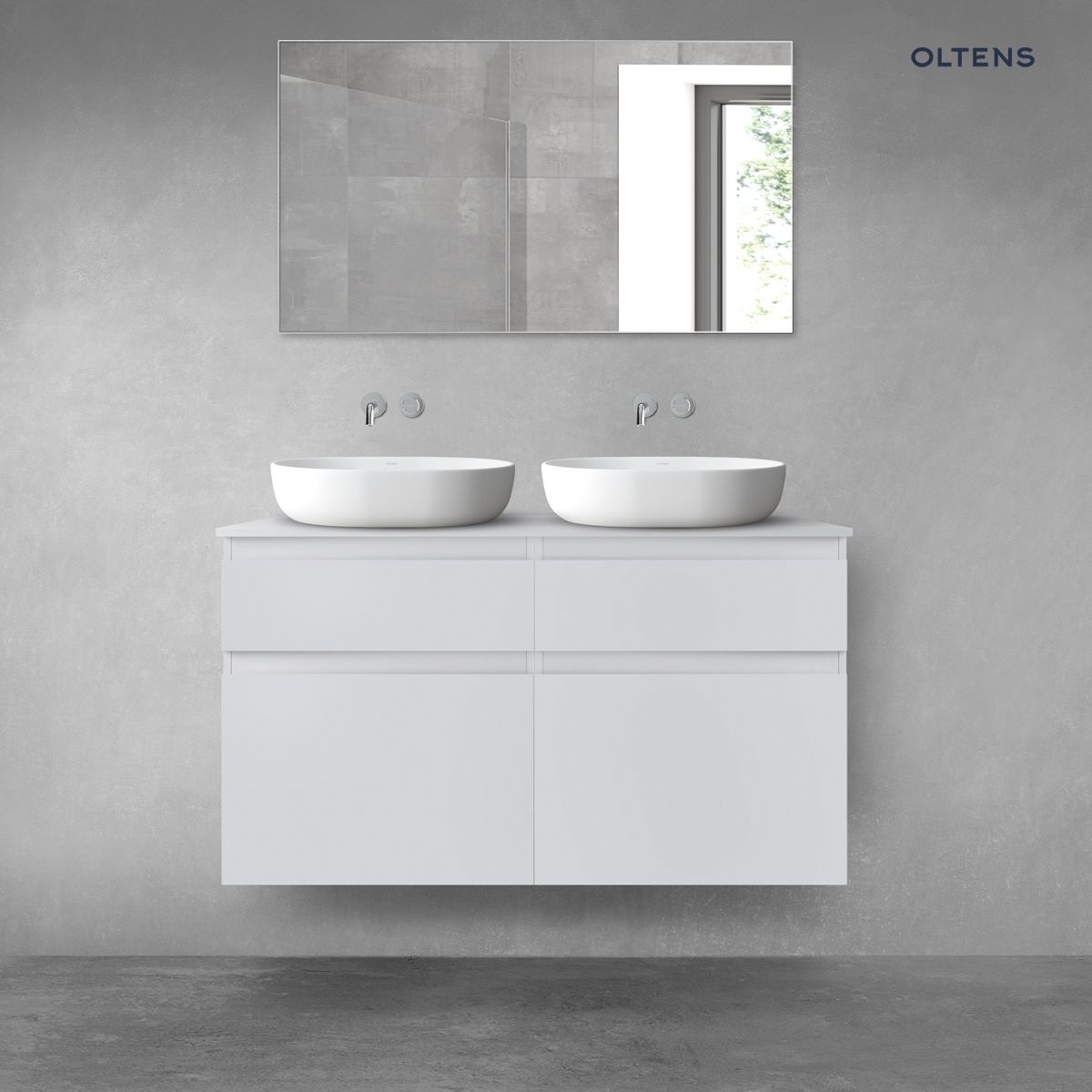 Oltens Vernal zestaw mebli łazienkowych 120 cm z blatem szary mat