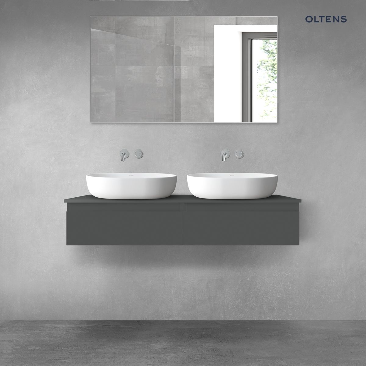 Oltens Vernal zestaw mebli łazienkowych 120 cm z blatem grafit mat