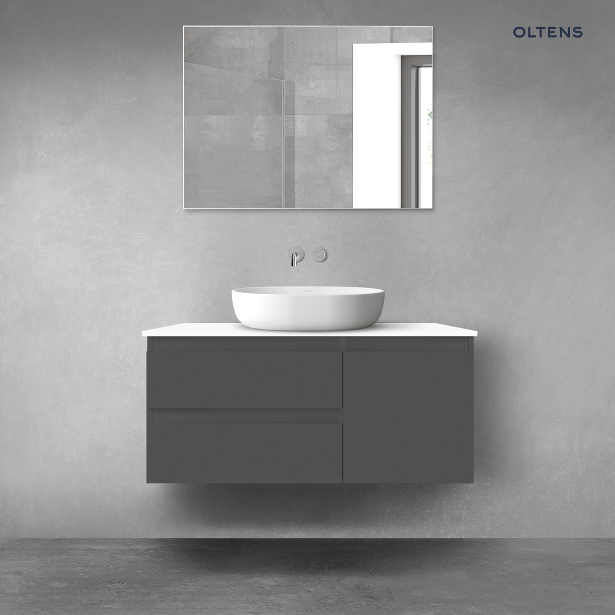 Oltens Vernal zestaw mebli łazienkowych 100 cm z blatem grafit mat/biały połysk