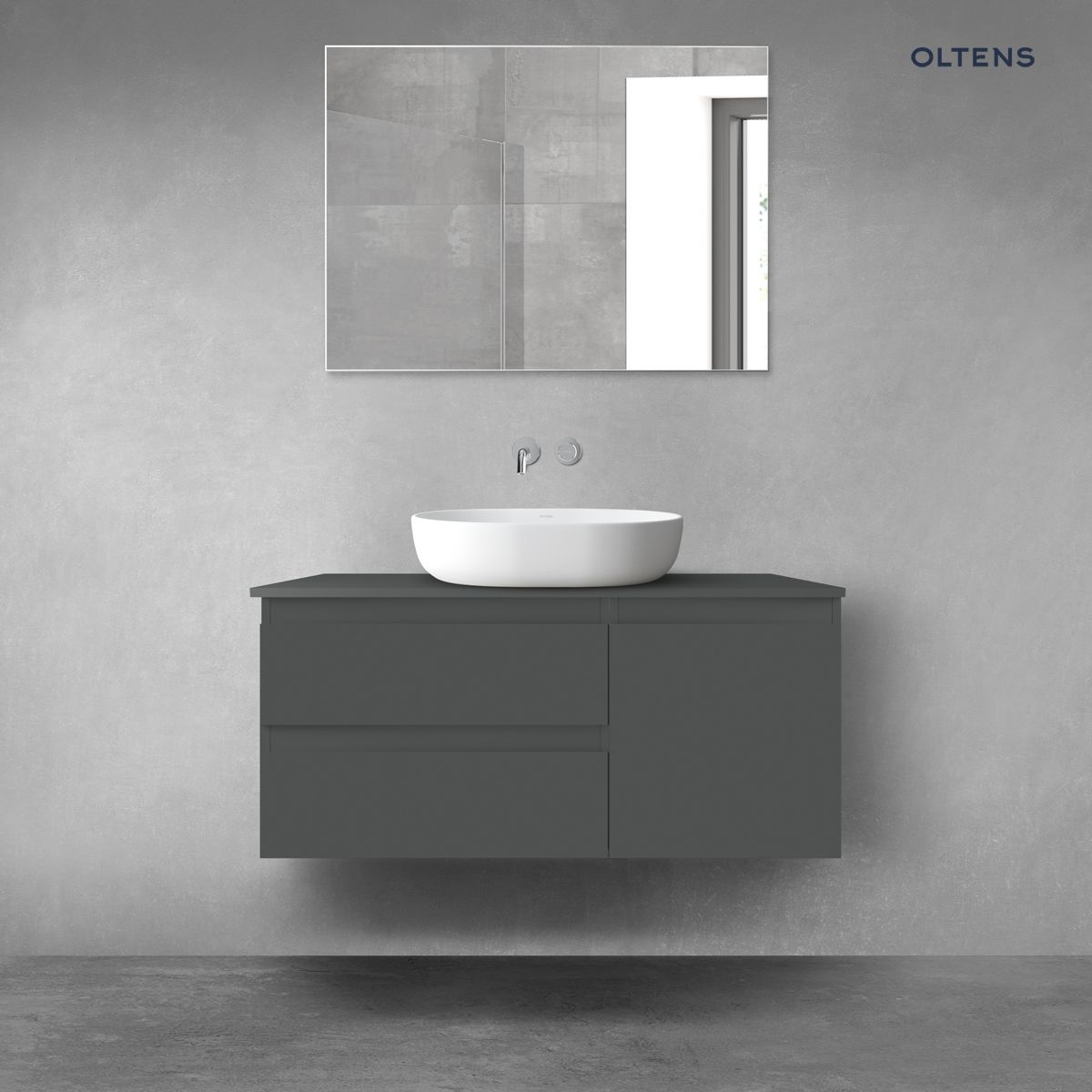 Oltens Vernal zestaw mebli łazienkowych 100 cm z blatem grafit mat
