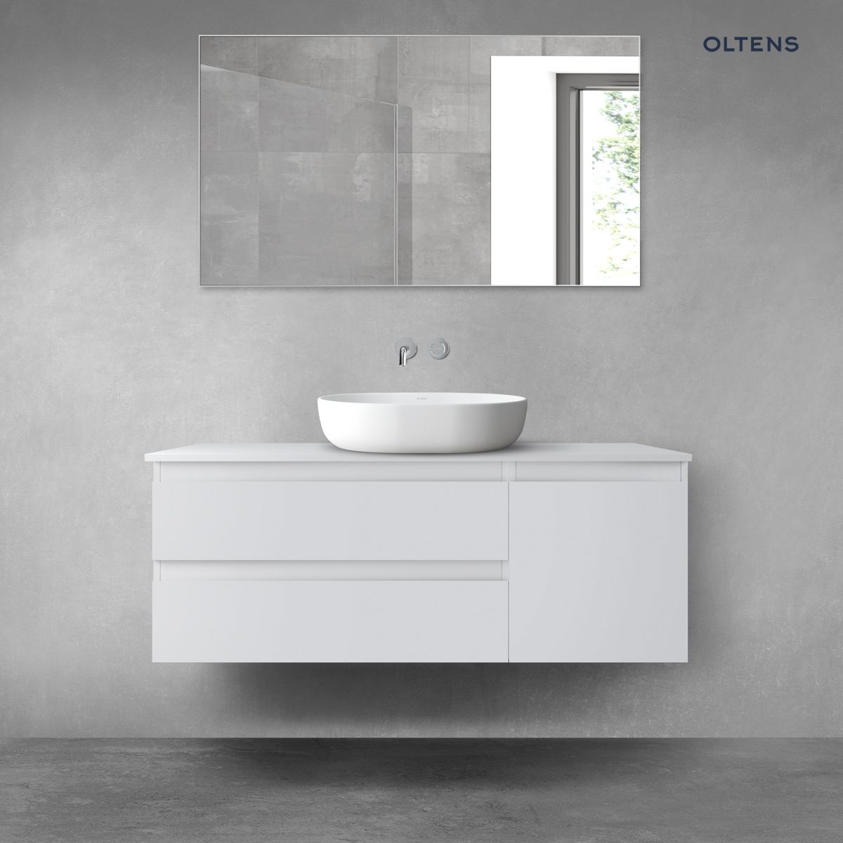 Oltens Vernal zestaw mebli łazienkowych 120 cm z blatem szary mat