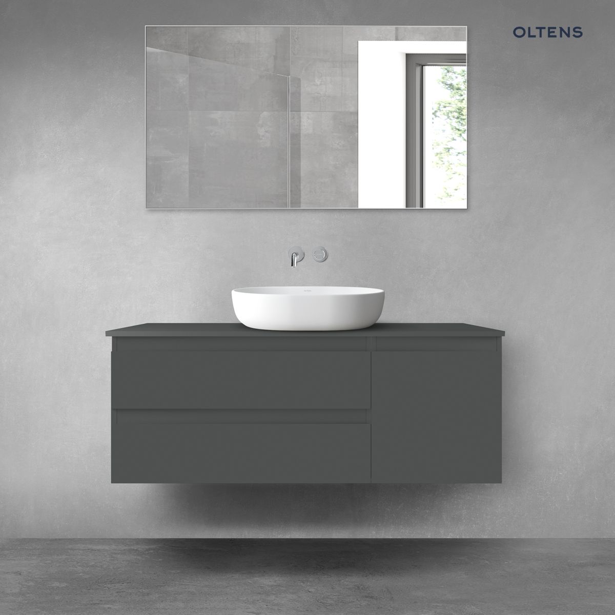 Oltens Vernal zestaw mebli łazienkowych 120 cm z blatem grafit mat