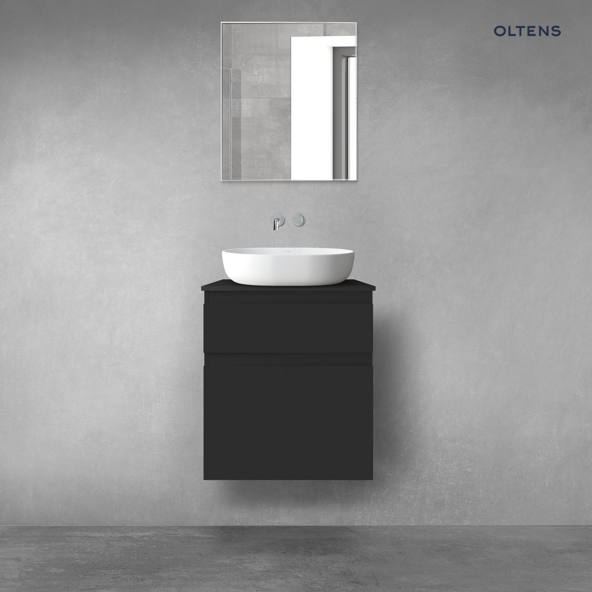 Oltens Vernal zestaw mebli łazienkowych 60 cm z blatem czarny mat