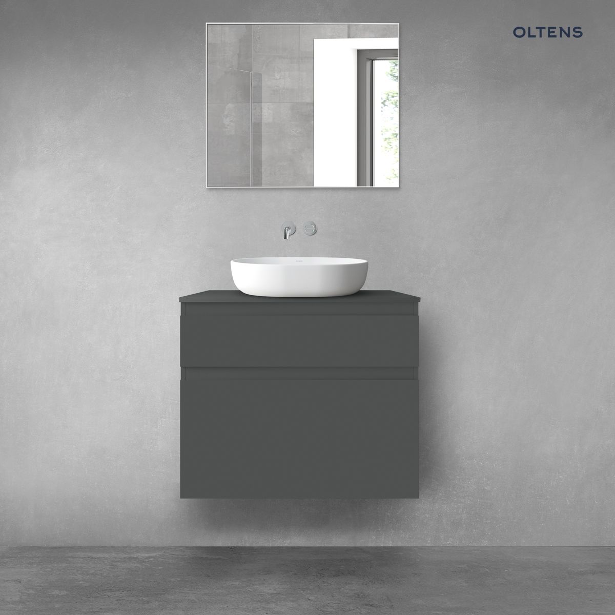 Oltens Vernal zestaw mebli łazienkowych 80 cm z blatem grafit mat
