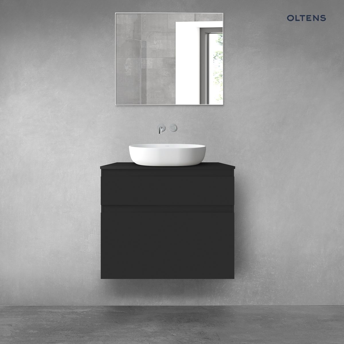 Oltens Vernal zestaw mebli łazienkowych 80 cm z blatem czarny mat