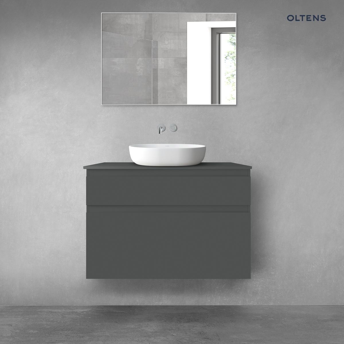 Oltens Vernal zestaw mebli łazienkowych 100 cm z blatem grafit mat