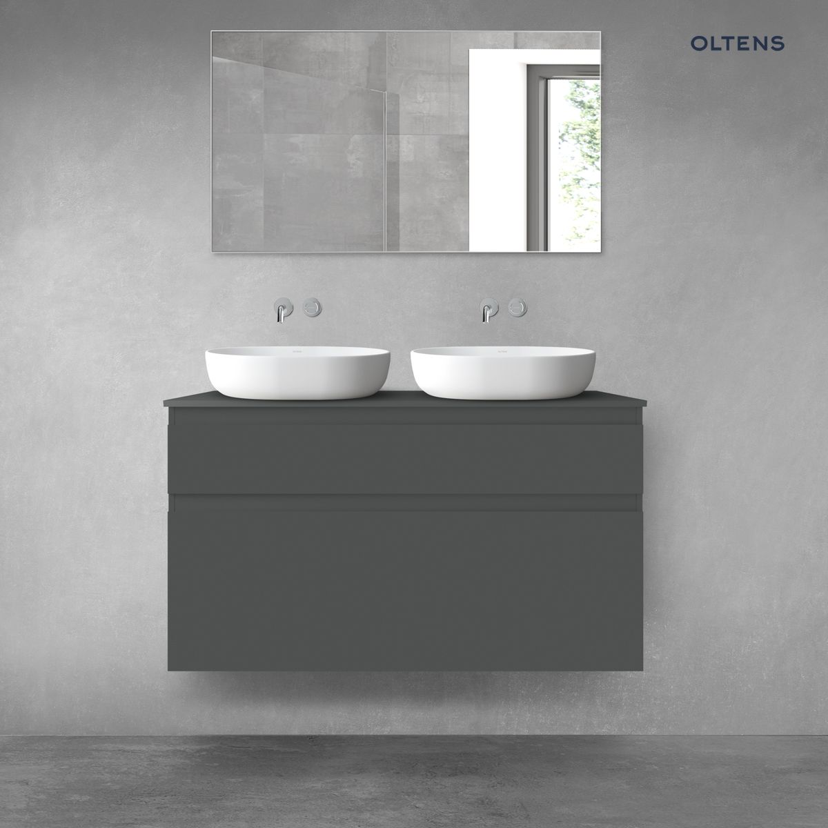 Oltens Vernal zestaw mebli łazienkowych 120 cm z blatem grafit mat