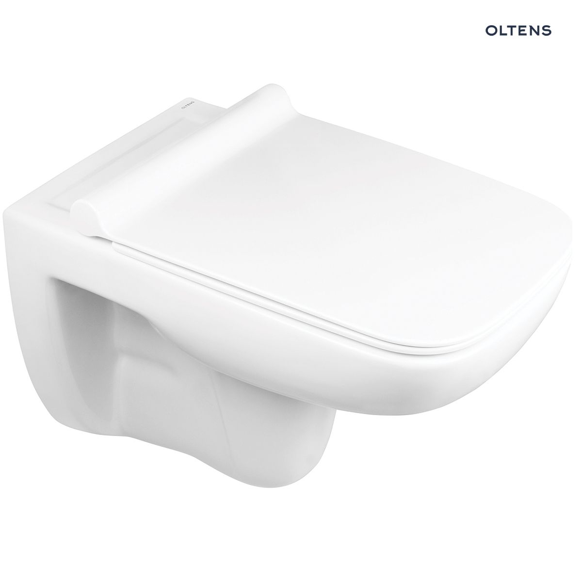 Oltens Ribe miska WC wisząca PureRim z deską wolnoopadającą Slim biała